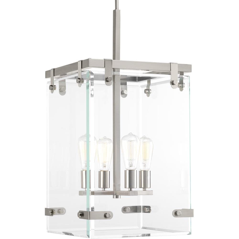 Progress Lighting P500095-009 Glayse 4 -Light Brushed Nickel Modern/contemporary Beveled glass Square Medium Hanging Pendant light