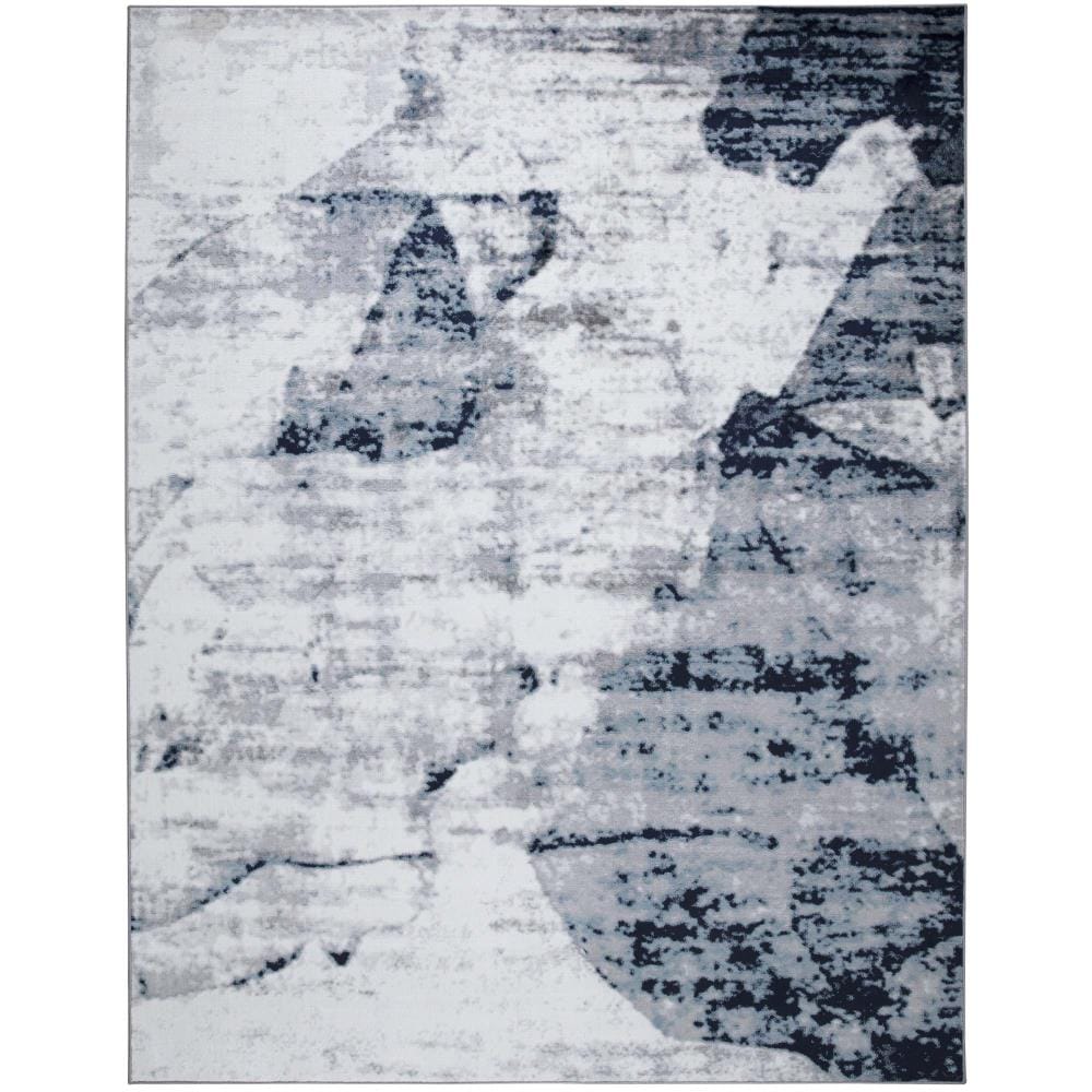 Sezeven 3IVMYZ-LWS27386-H7 Artist 8 x 10 Shag Ivory/Blue Abstract Area Rug