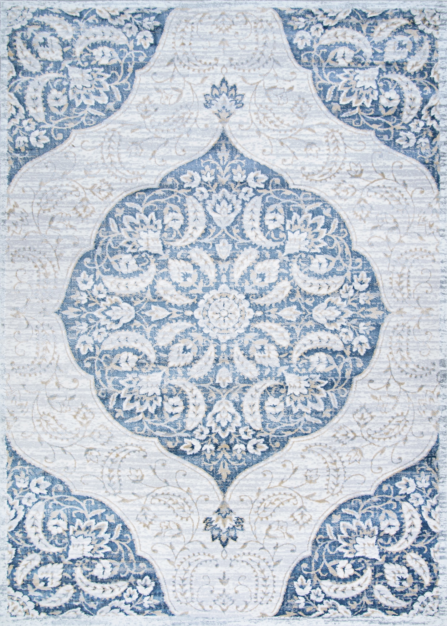 Couristan 84434585910132T Nirvana 9 x 12 (ft) Polypropylene Greystone Rectangular Indoor Medallion Area rug