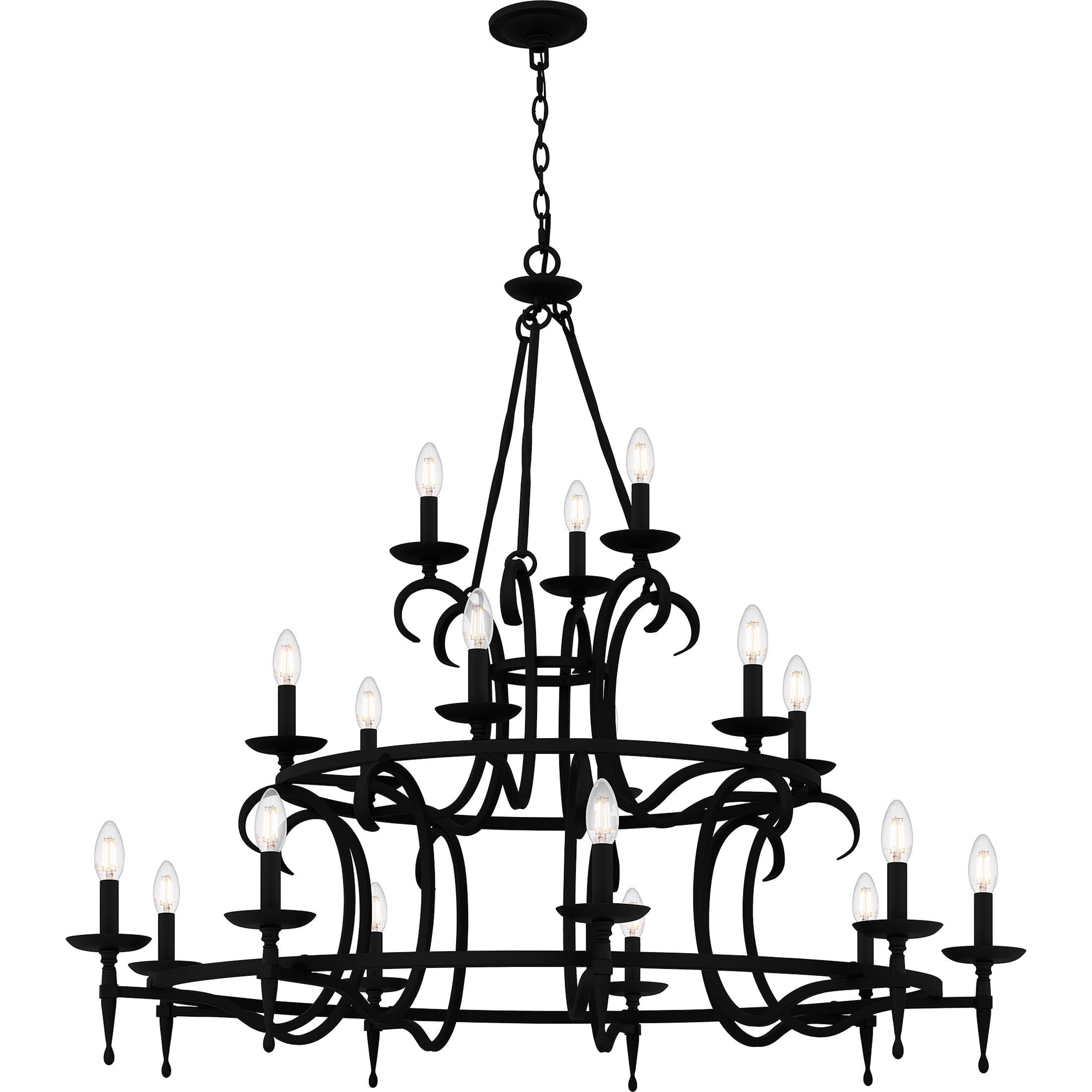Octavia Black Iron 18-Light Candle Chandelier