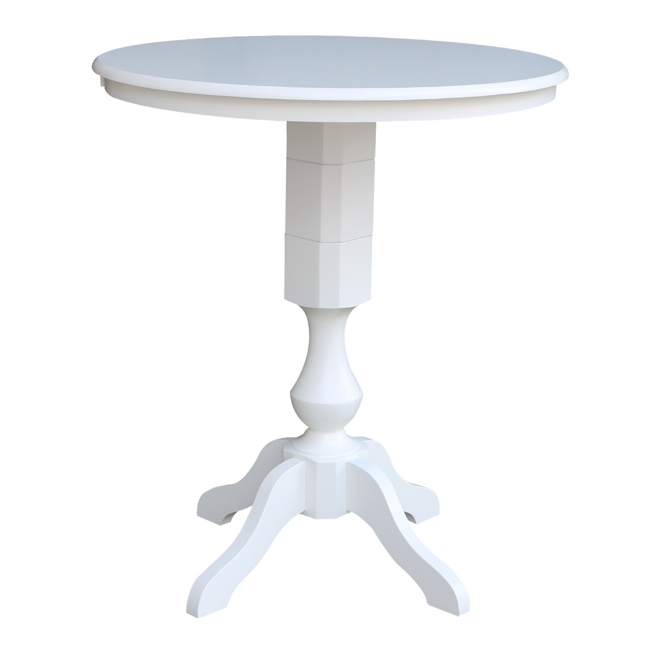 International Concepts K08-36RT-11P-2 White Round Traditional Bar Table, Wood with White Wood Pedestal Base 36-Inches L x 40.9-Inches H