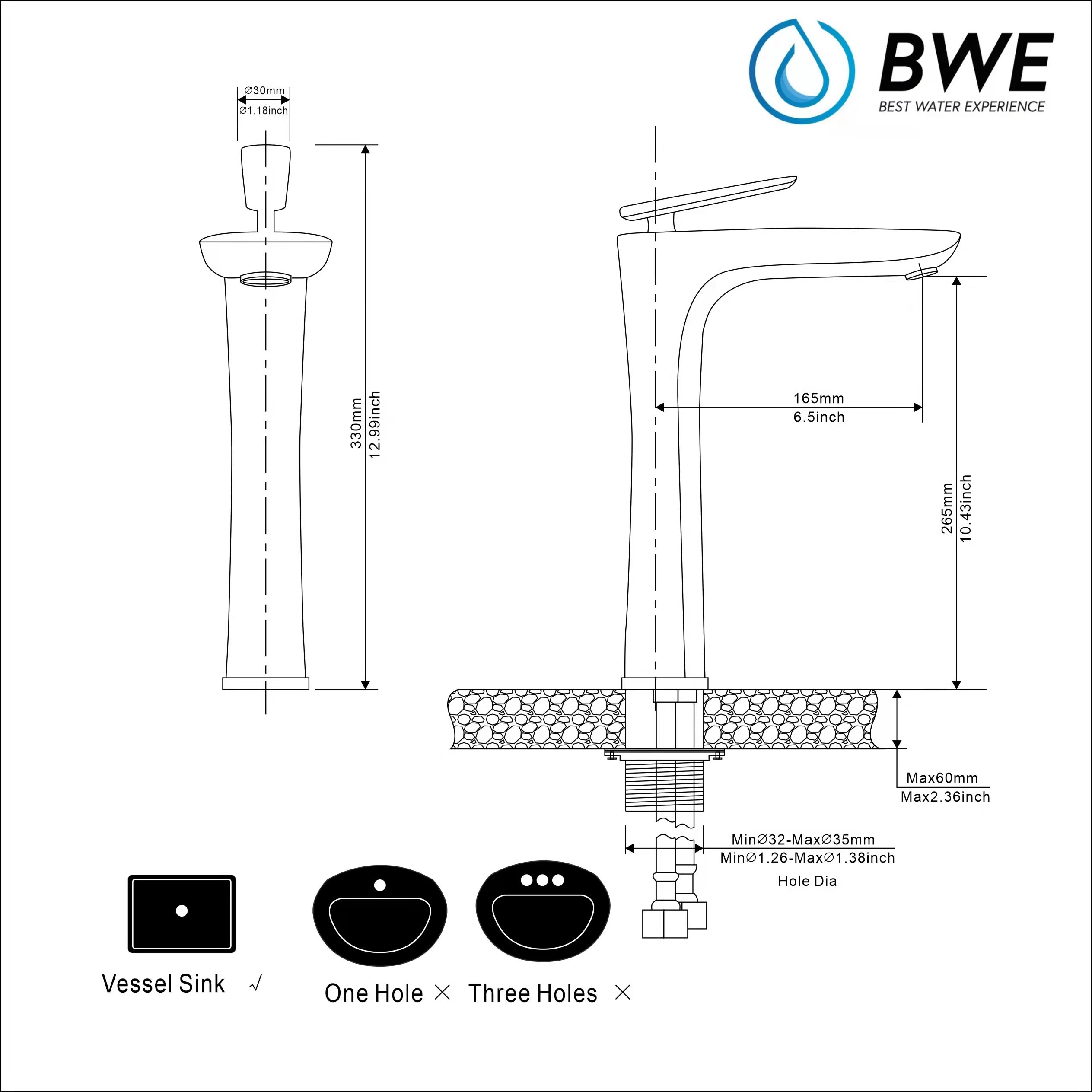 Matte Black Tall Single Handle Vessel Sink Faucet
