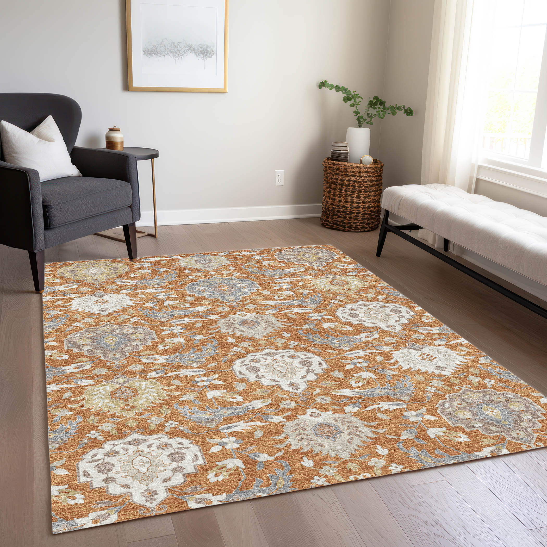 Addison Rugs ACN1026CP30X46 Chantille ACN1026CP 2 x 3 (ft) Polyester Copper Rectangular Indoor/Outdoor Geometric Machine washable Area rug