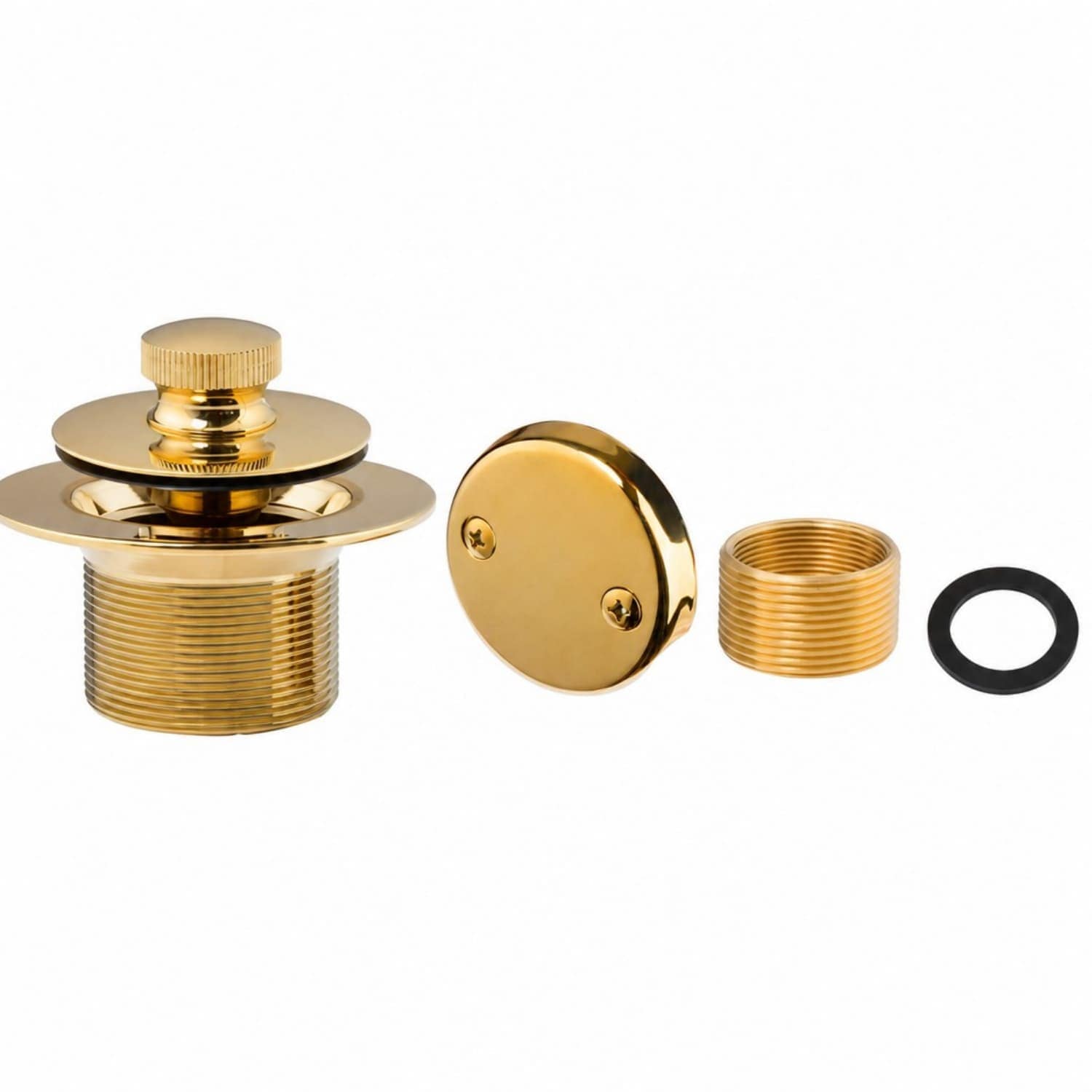 OGETFUUR 1-1/2-in Polished Brass Bathtub Drain with Two-Hole Overflow Faceplate