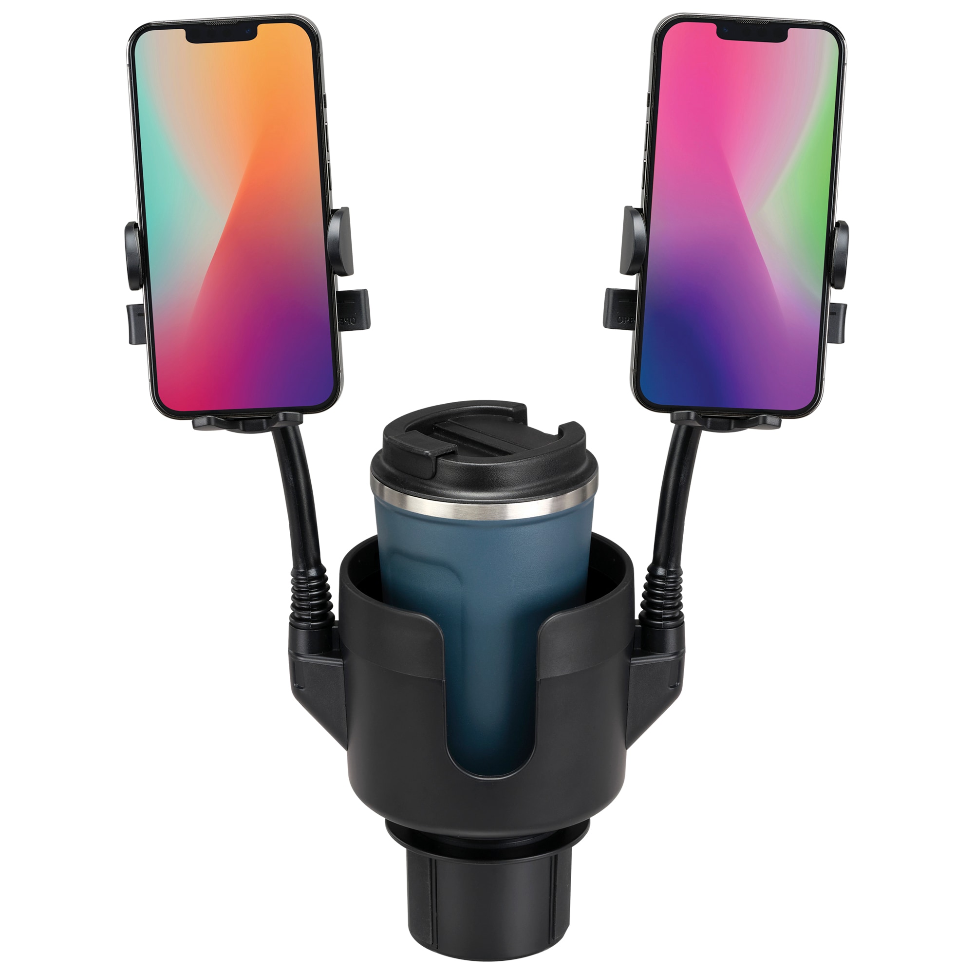 iLive IA063B Duo Deluxe Cup Holder Black Adjustable Cell Phone Car Mount (Universal)