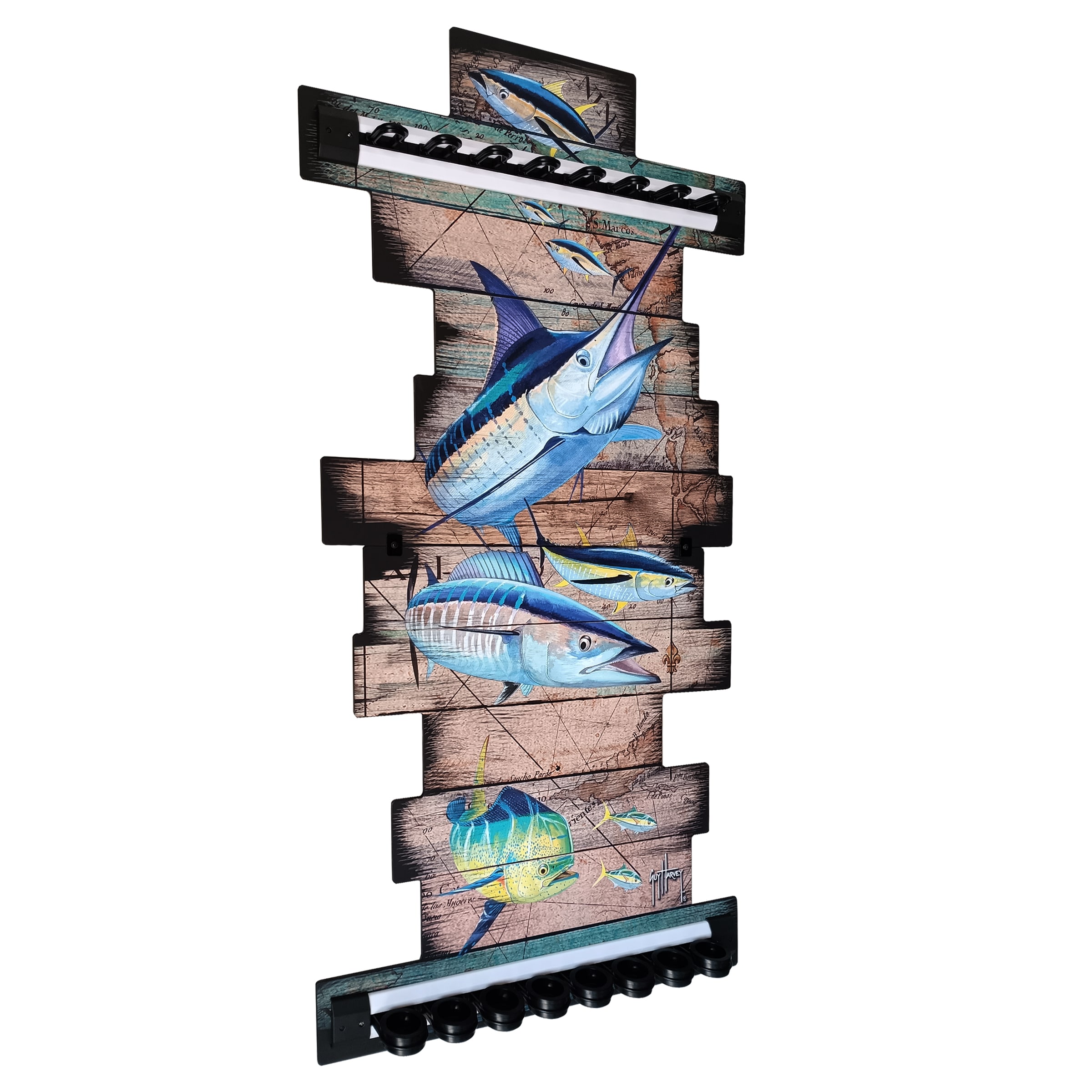 Guy Harvey 60-1003 Fishing Rod Wall Rack Fishing storage cabinet