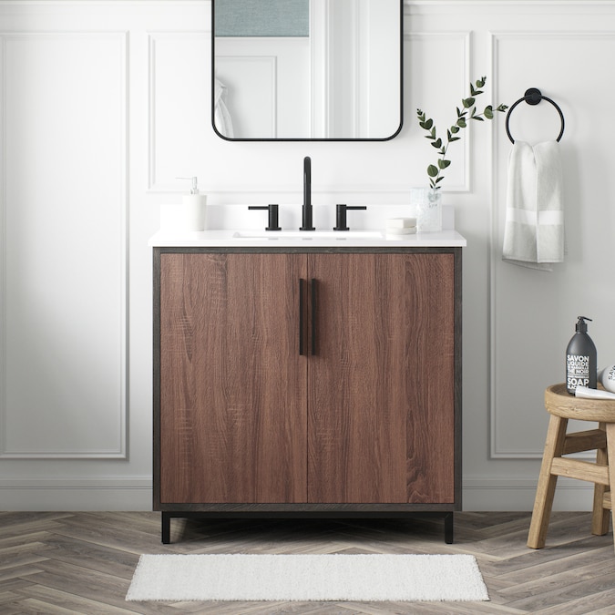 Style Selections Ira 36 In Earthtone, 36 Inch Driftwood Bathroom Vanity