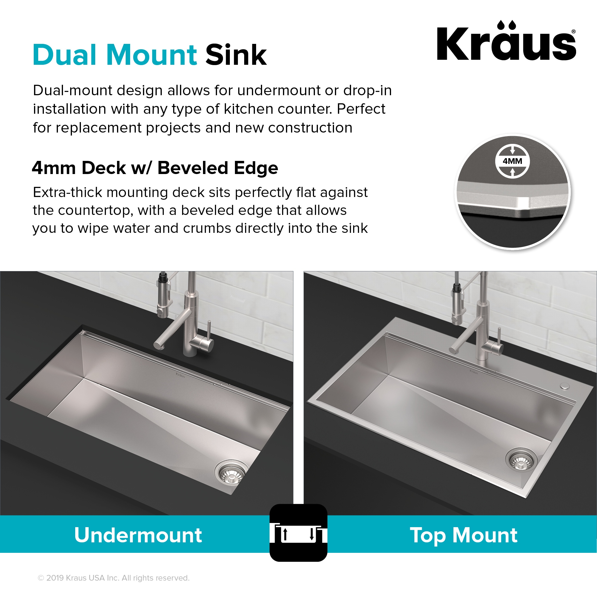 Kraus Kore Workstation Dual-mount 33-in x 22-in Stainless Steel Single Bowl  2-Hole Workstation Kitchen Sink in the Kitchen Sinks department at