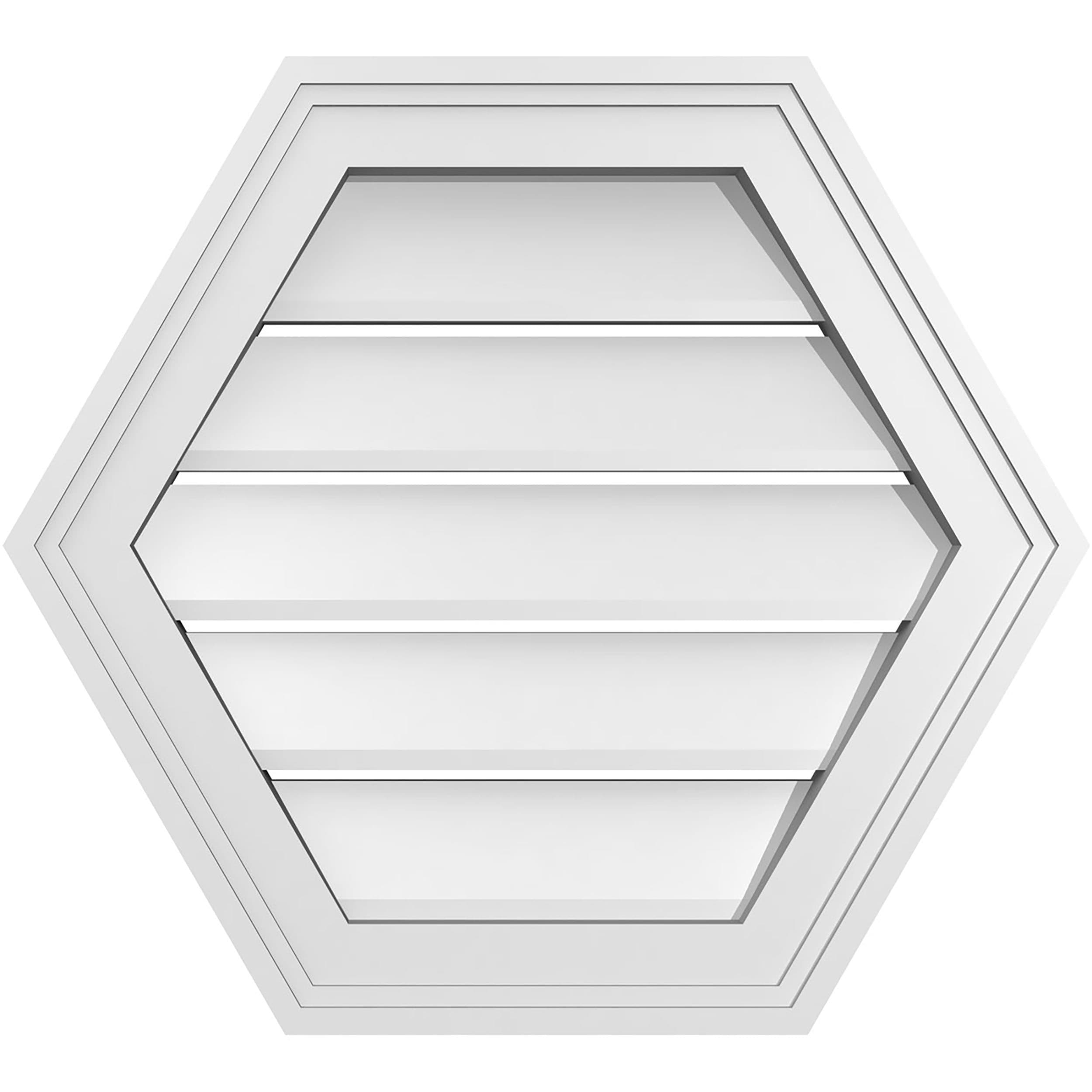 Ekena Millwork GVPHP20X1802SF 20-Inches x 18-Inches Off-white Peaked PVC Gable Louver Vent