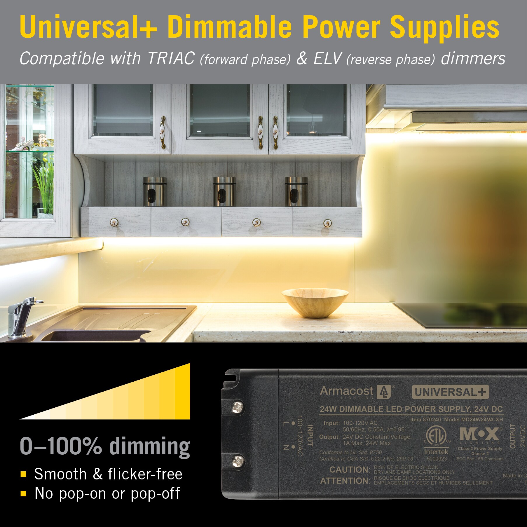 Compact Black 30-Watt Dimmable LED Driver