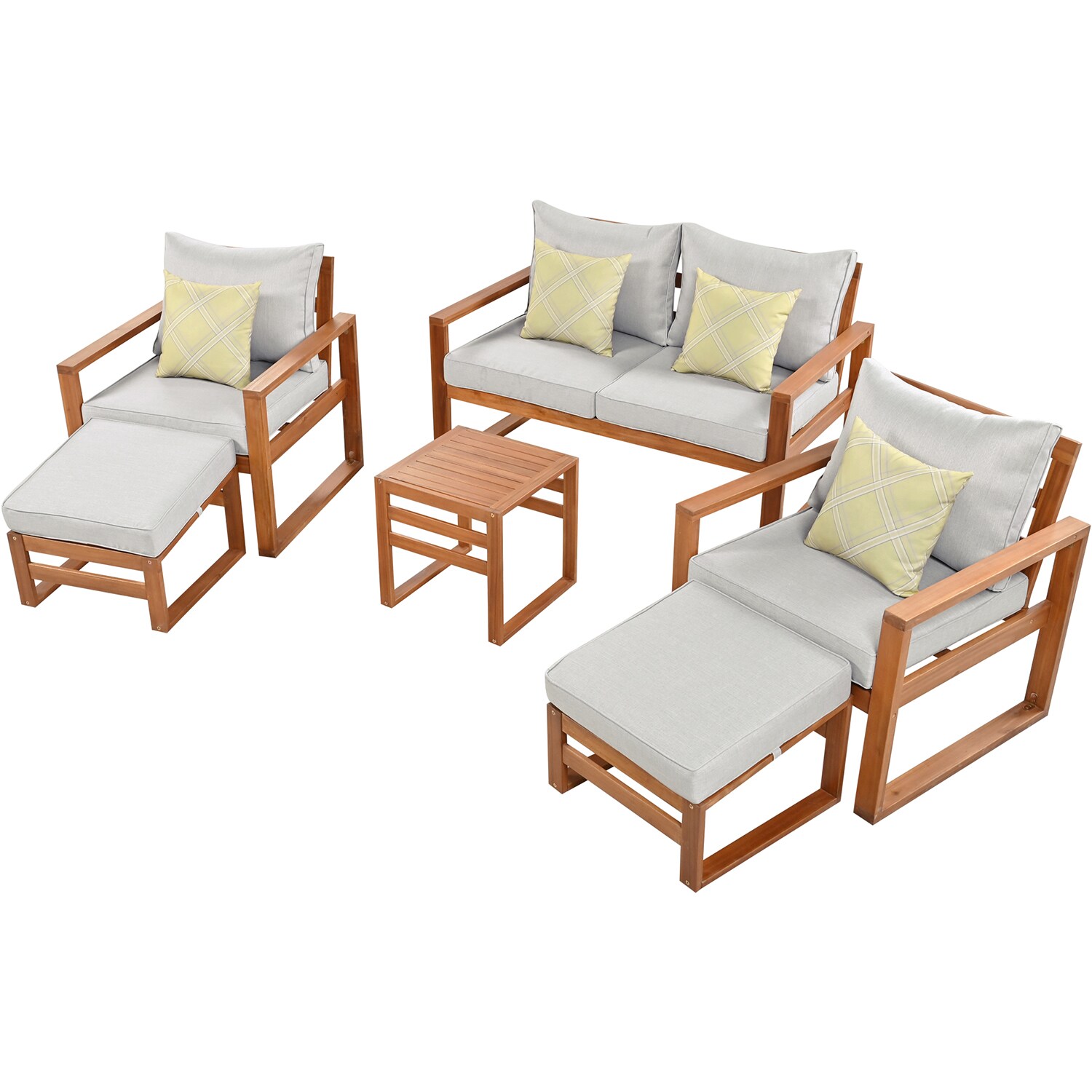 Bybafun YA0100073 6-Piece Patio Conversation Set with Gray Cushions