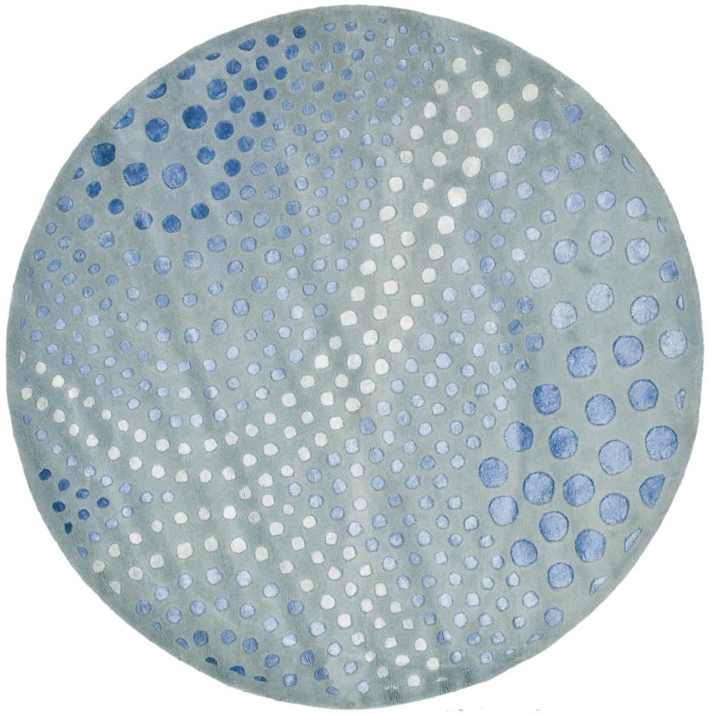Safavieh SOH654B-6R Soho Iota 6 x 6 (ft) Tufted Wool Light Blue Round Indoor Abstract Area rug