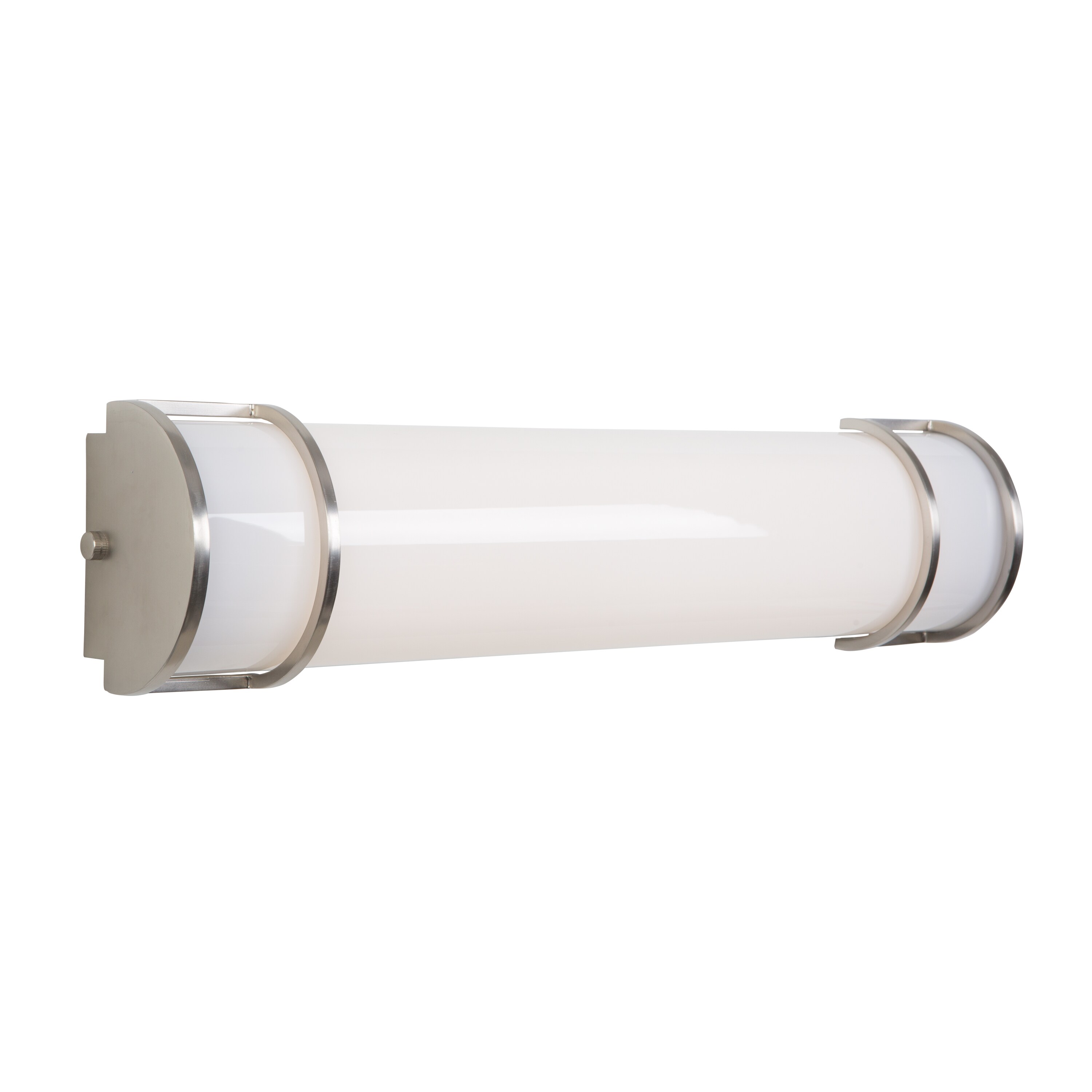 Sleek Satin Nickel 2-Light Fluorescent Vanity with White Glass Shade