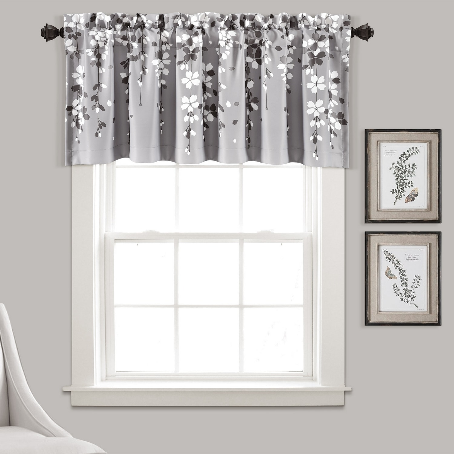 Lush Decor 16T006233 18-Inches Gray Polyester Rod pocket Valance