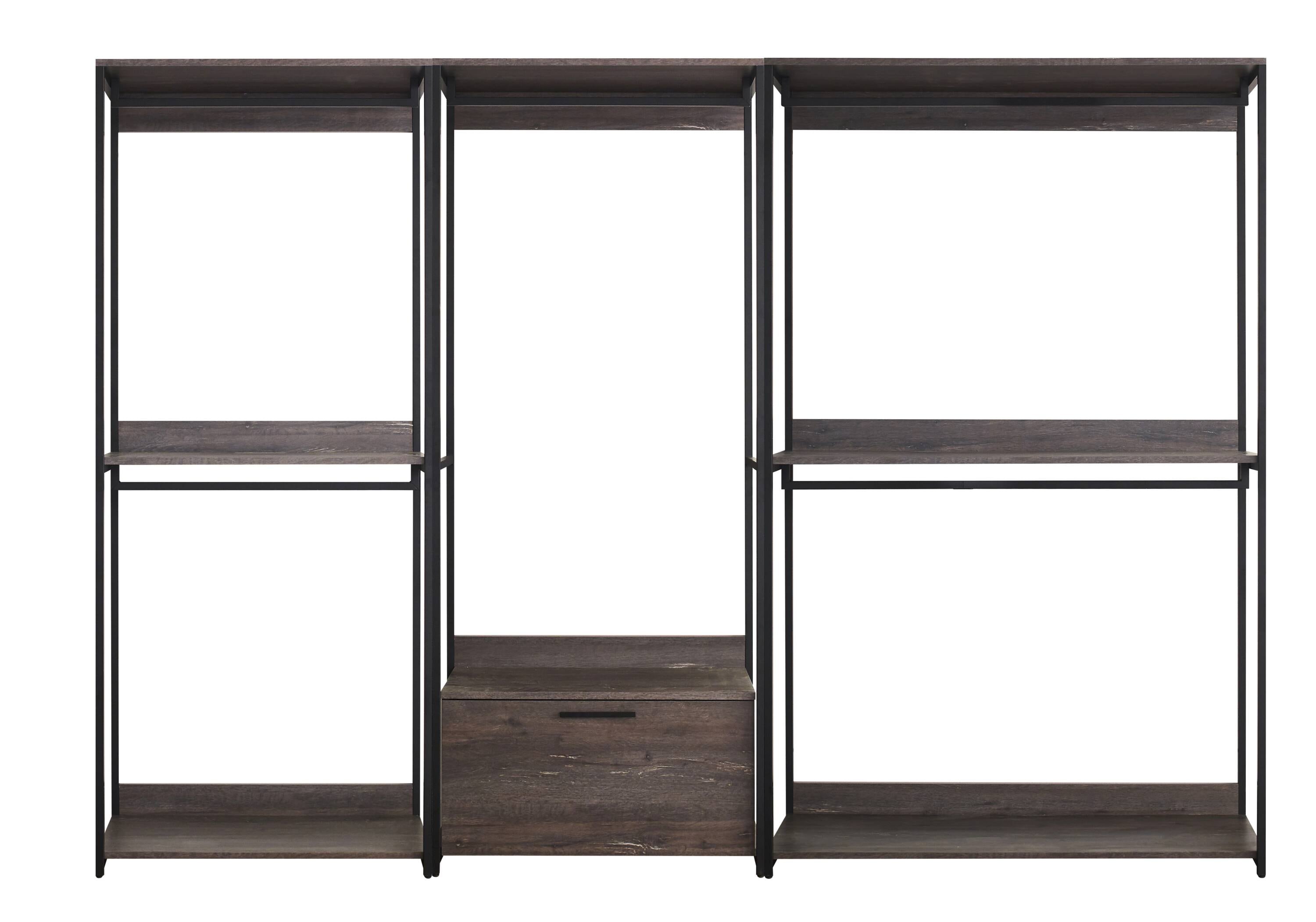 Monica Rustic Gray Wood Walk-In Closet System with Drawer