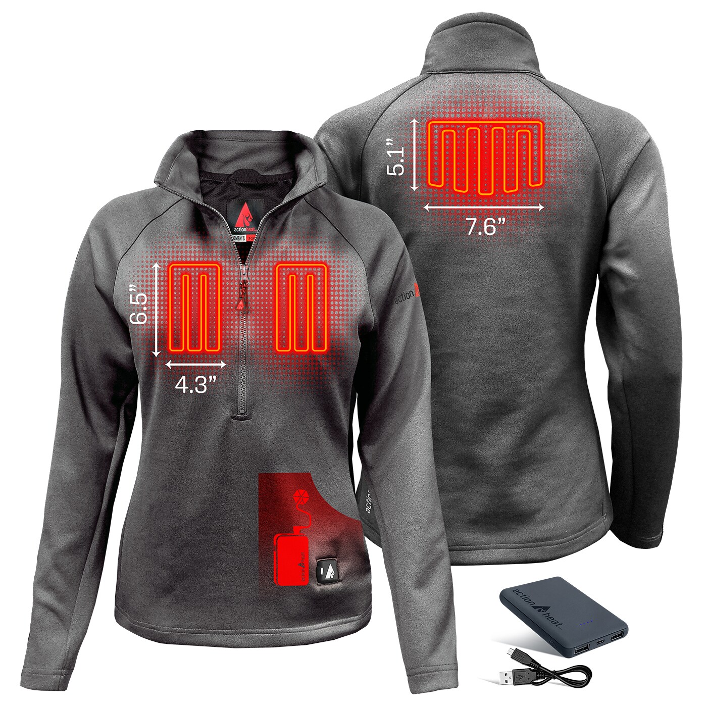 ActionHeat AH-ZTOP-5V-W-G-XL Tops-Shirts - View #3