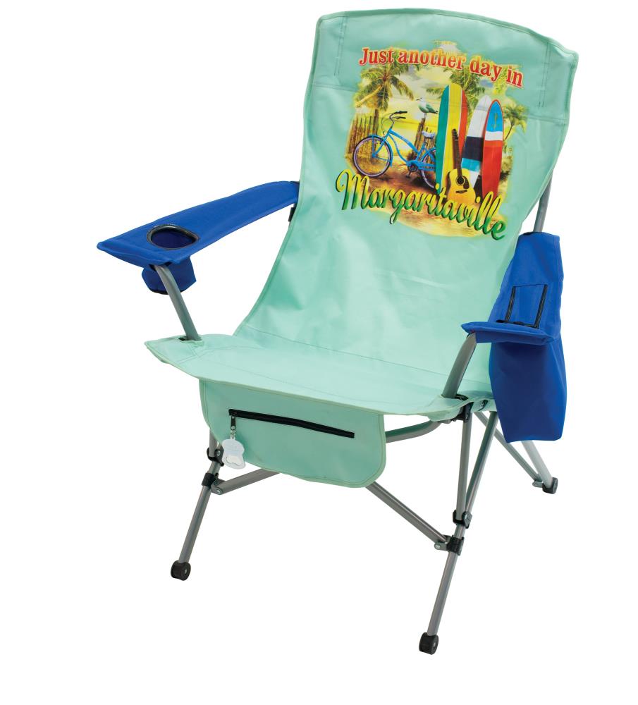 RIO Brands Polyester Green/Blue Folding Beach Chair in the Beach ...