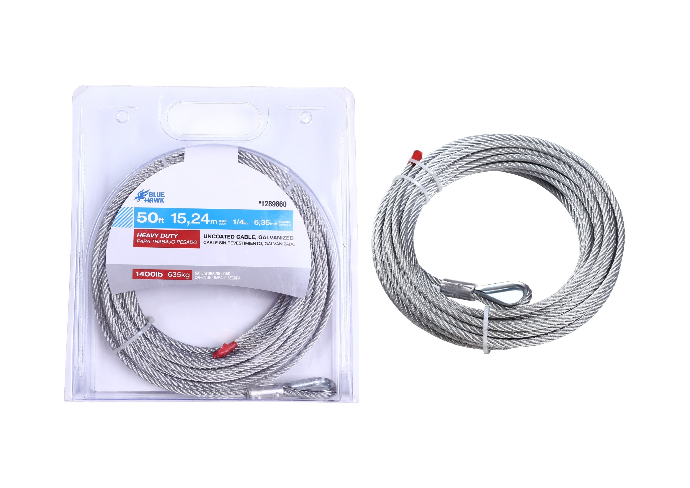 5/16 in. x 20 ft. Galvanized Uncoated Steel Wire Rope with Grab