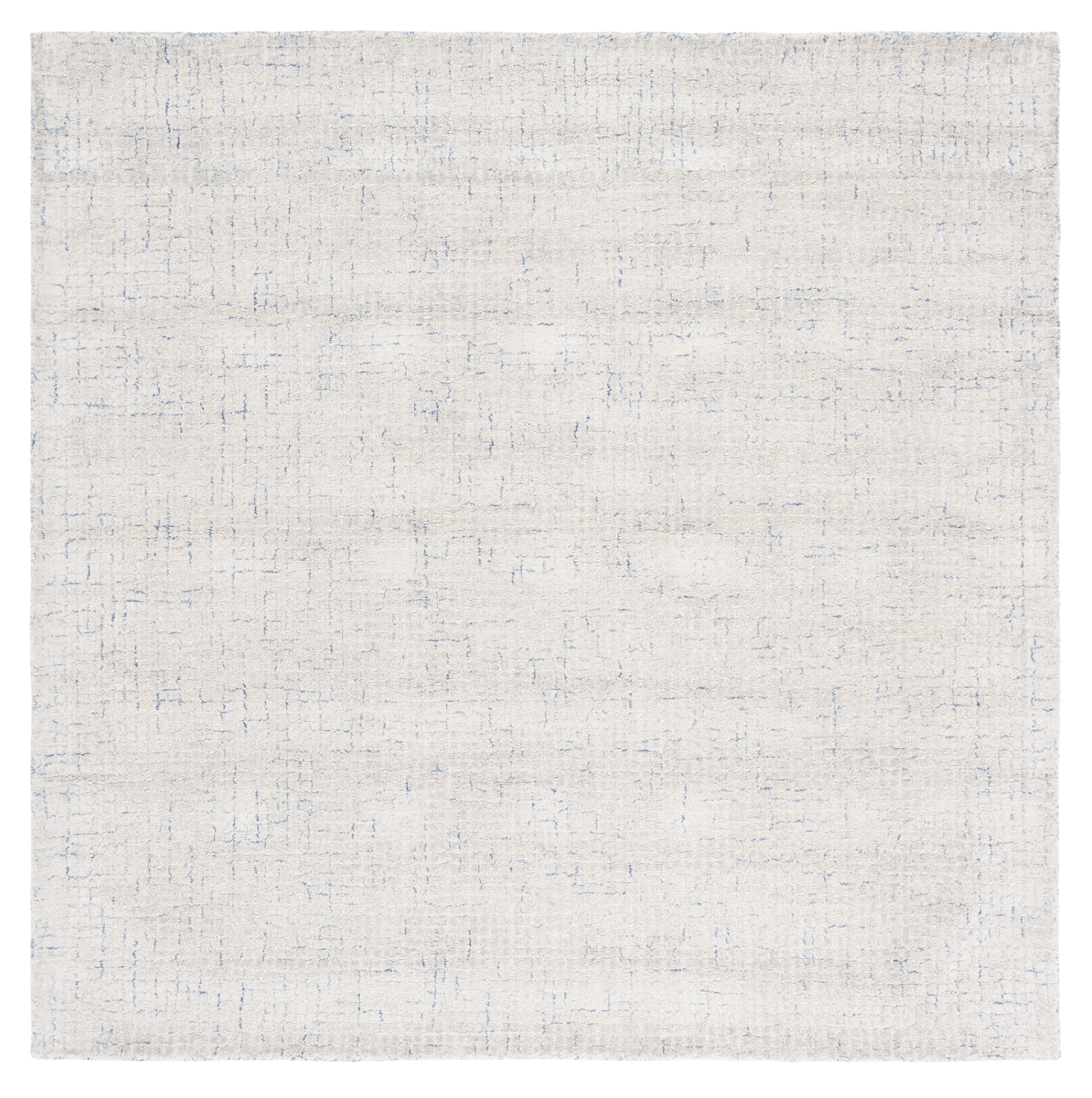 Harmony Abstract Blue & Silver Hand-Tufted Wool Square Rug - 6'