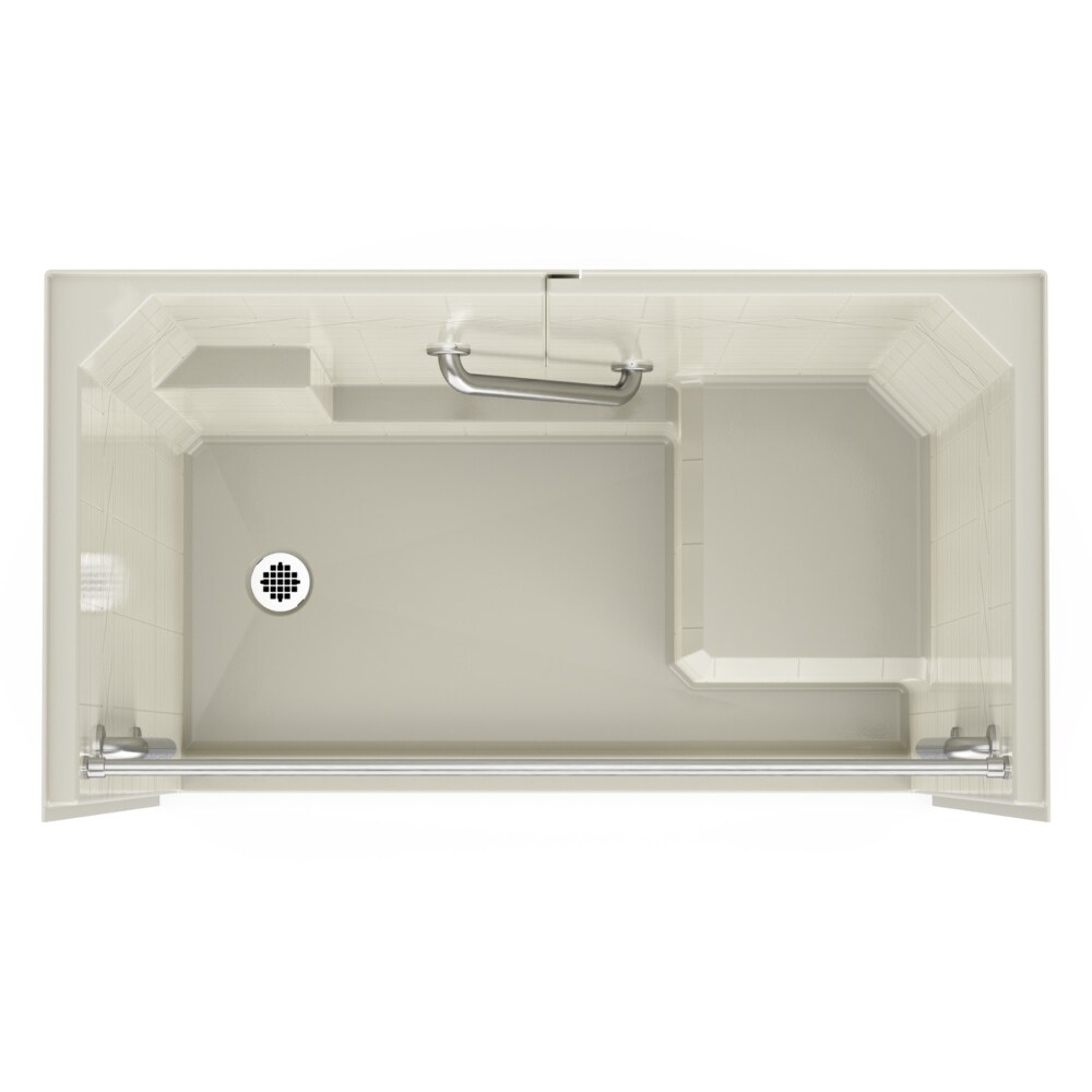 Laurel Mountain Loudon Low Threshold White 3-Piece 60-in x 32-in x 77-in Base/Wall Alcove Shower Kit with Integrated Seat (Right Drain) Drain Included