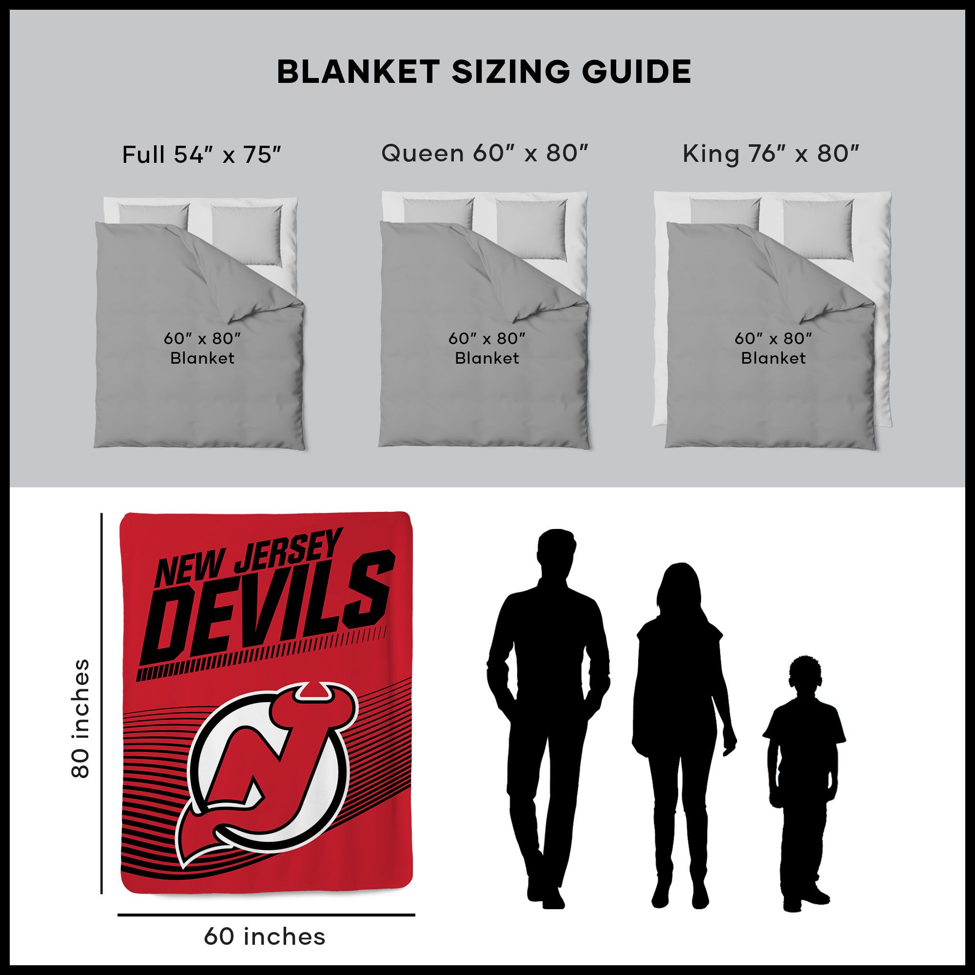 Sweet Home Collection LOW-NHL-80B-DEVILS Blankets-And-Throws - View #3