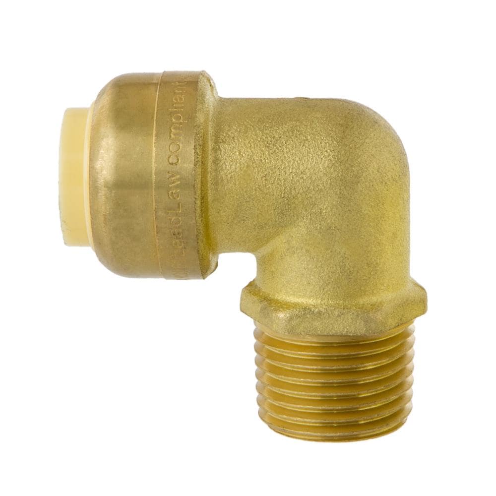 LittleWell AE8M8 Littlewell Ae8m8 Brass 90-degree Elbow Fitting 1/2-in Push To Connect x 1/2-in Npt Male Pipe Thread