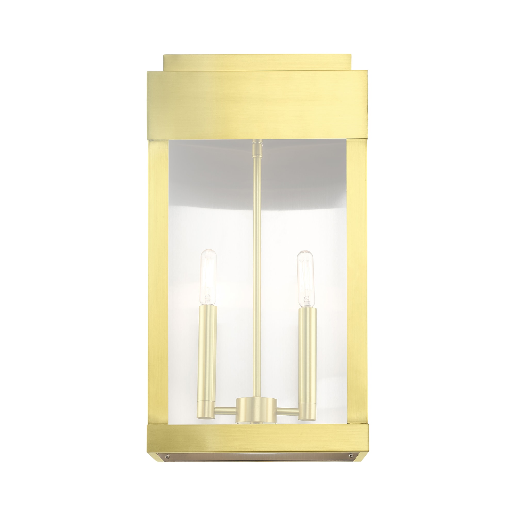 Satin Brass 2-Light Dimmable Outdoor Wall Lantern