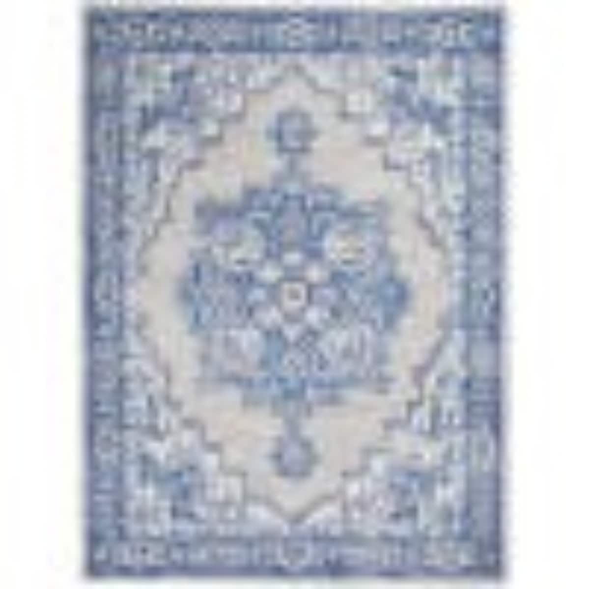 HomeRoots 4000385833 5 x 7 (ft) Polypropylene Grey Blue Rectangular Indoor Floral Area rug