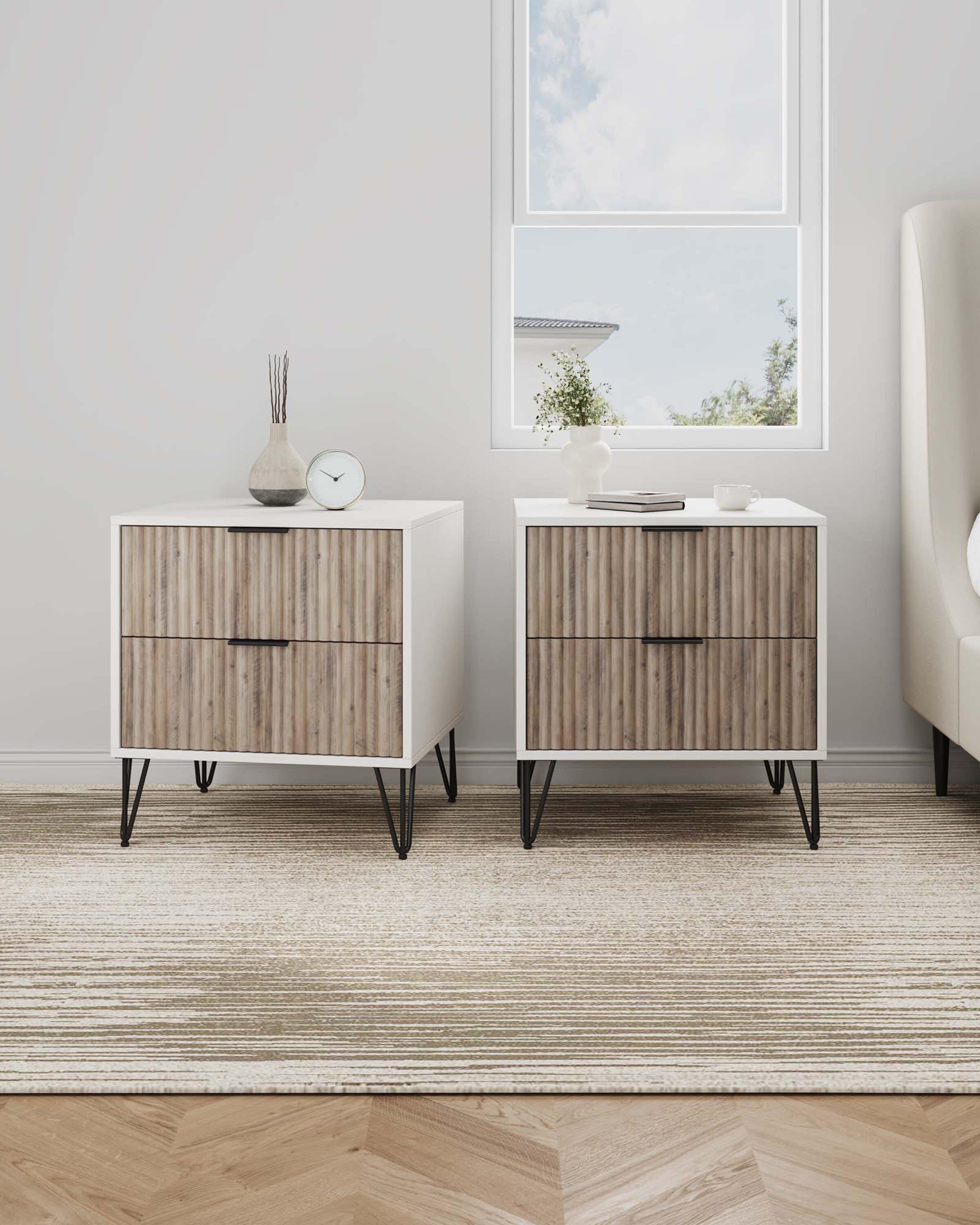 Manhattan Comfort 2-NS002-WG White and Rustic Grey Nightstand