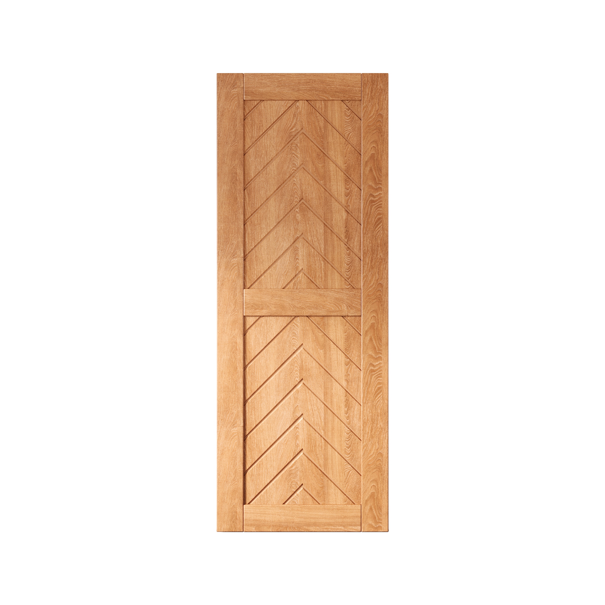 HOMACER JT1-2680-EA 26-in x 80-in Early American Herringbone Pine Wood Solid core Single Barn Door (Hardware Not Included)