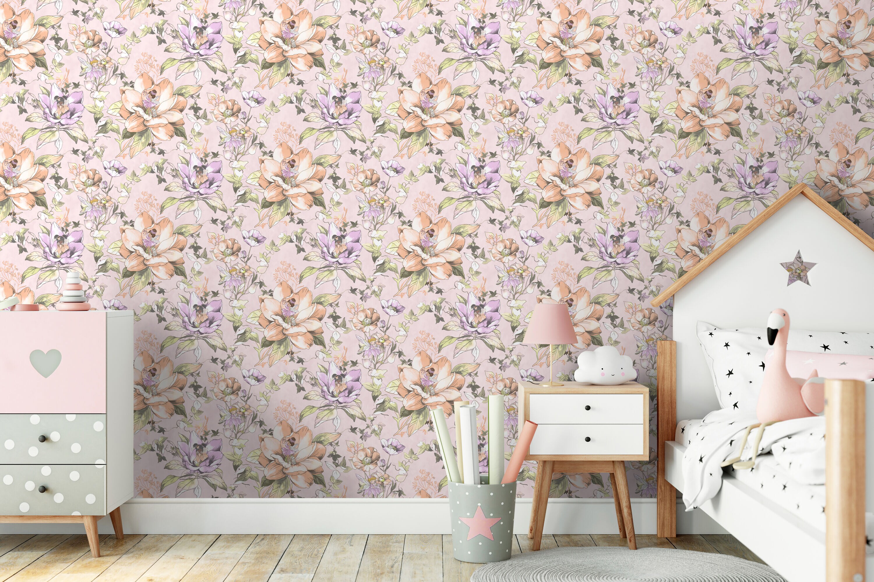 HOLDEN 56-sq ft Pink Paper Floral Unpasted Wallpaper in the Wallpaper ...