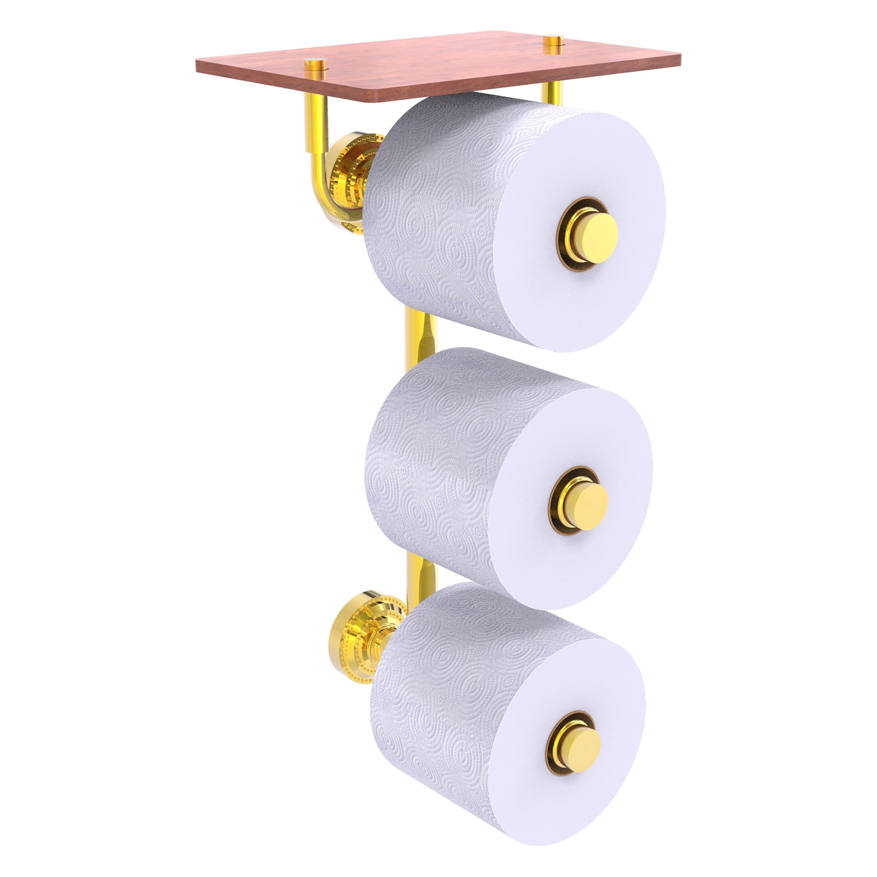 Allied Brass DT-35-3VS-IRW-PB Dottingham Polished Brass Wall mount Double post Toilet Paper Holder 3 -Rolls