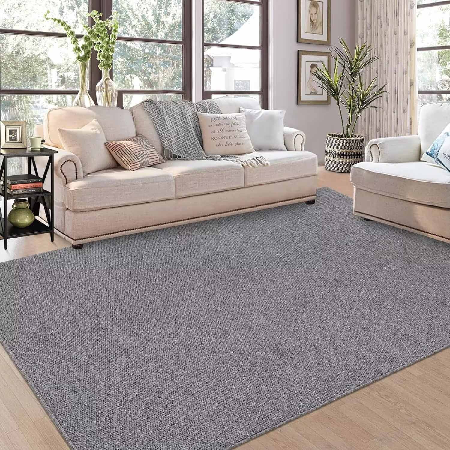 Garvee YXY-LO-PHO-16F79WT9 10 x 13 (ft) Loomed Gray Rectangular Indoor/Outdoor Solid Vintage Machine washable Pet Friendly Area rug