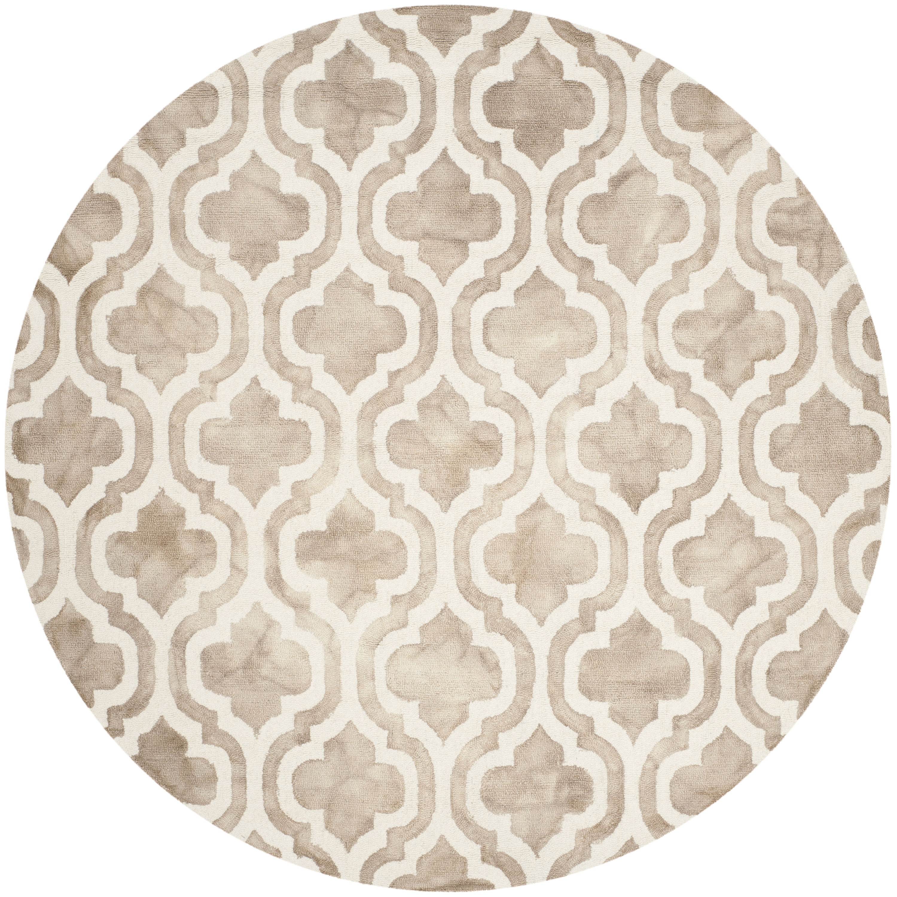 Safavieh DDY537G-5R Dip Dye Alana 5 x 5 (ft) Tufted Wool Beige/Ivory Round Indoor Trellis Bohemian/Eclectic Area rug