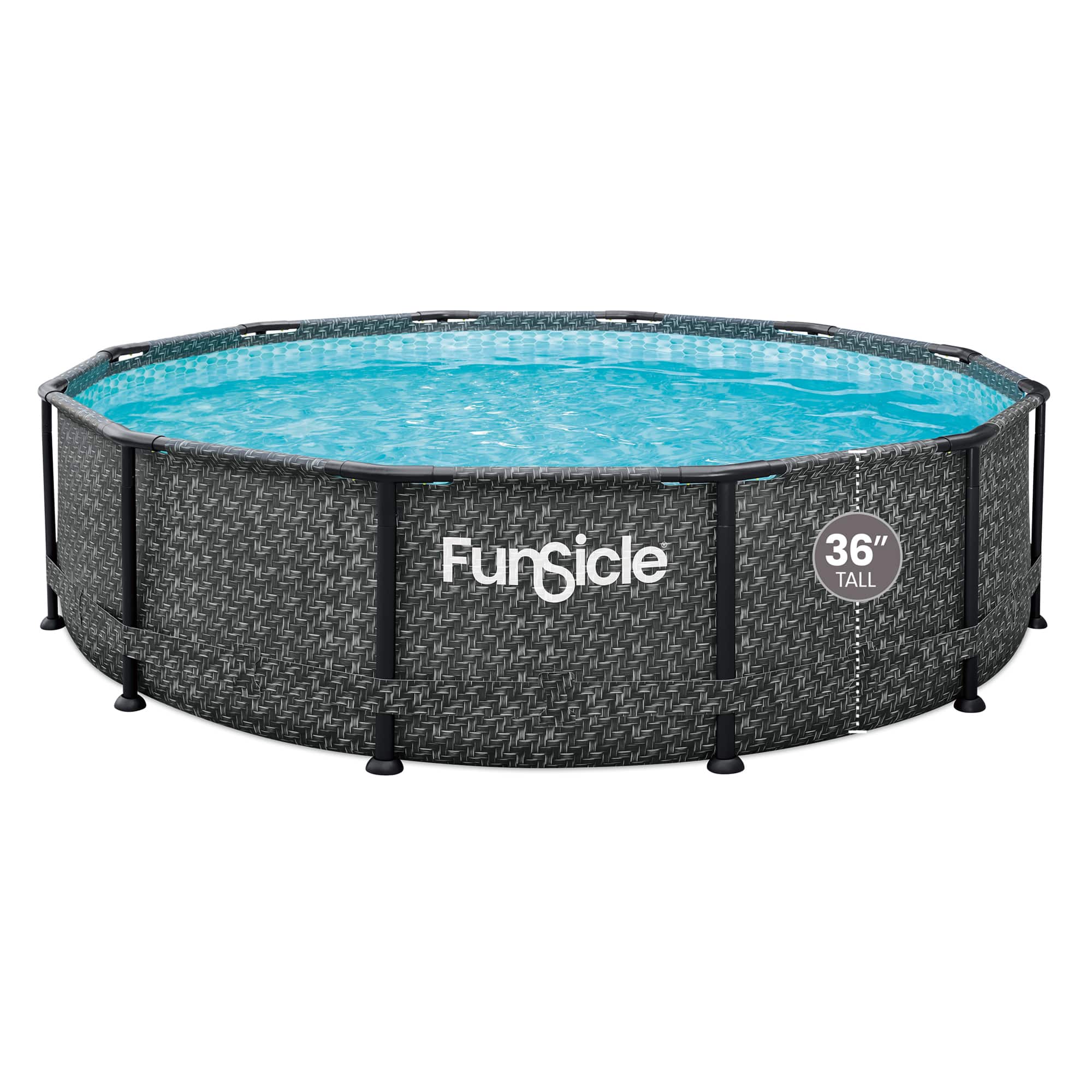 Funsicle 409515 12ft x 36in Oasis Designer Round Above Ground Pool Dark Herringbone