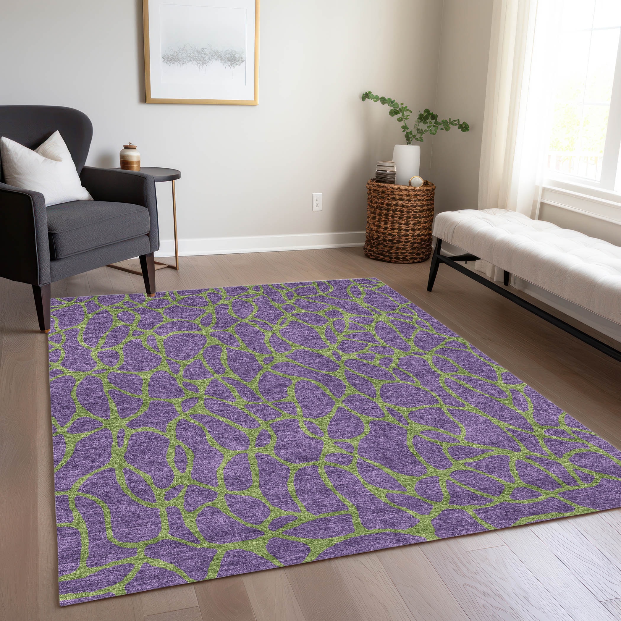 Addison Rugs ACN1023PP30X46 Chantille ACN1023PP 2 x 3 (ft) Polyester Purple Rectangular Indoor/Outdoor Geometric Machine washable Area rug