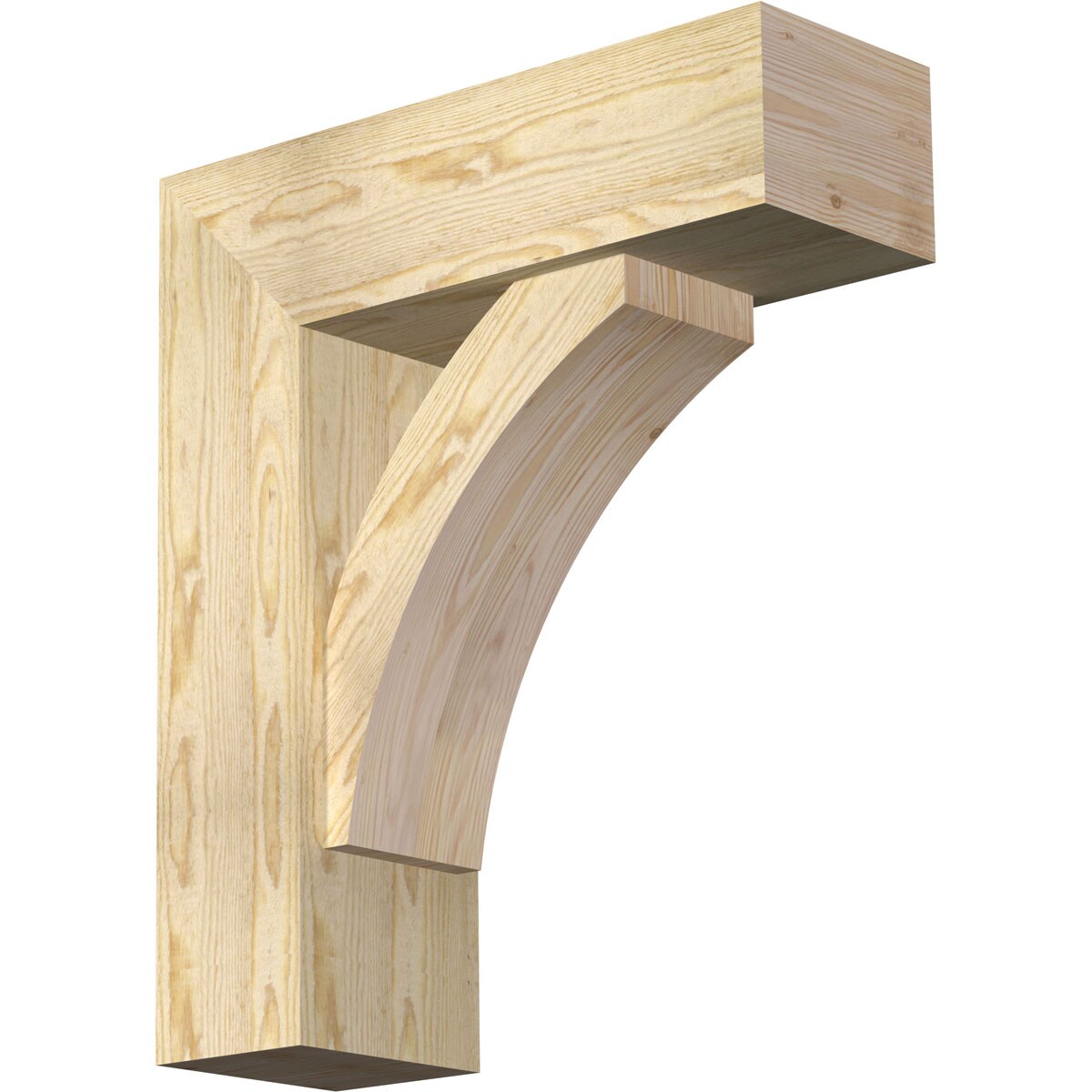 Ekena Millwork 1464075 Thorton block rough sawnbracket with offset brace 8-in x 24-in x 28-in Douglas fir Brown Wood Standard bracket