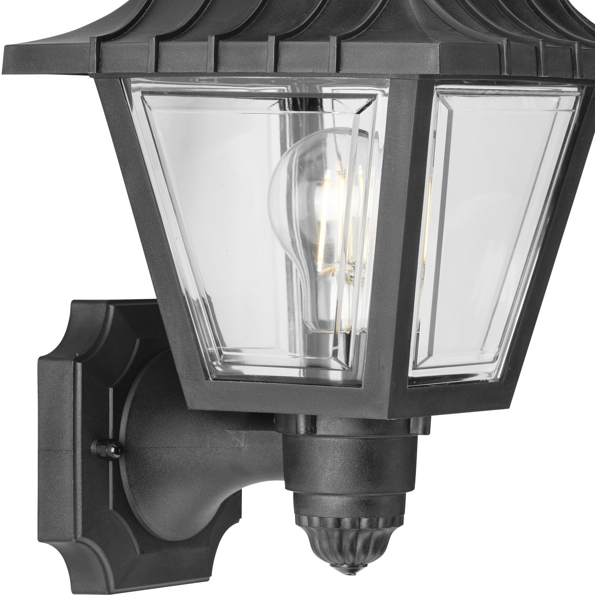 Black Energy Star Outdoor Wall Lantern with Clear Acrylic Panels