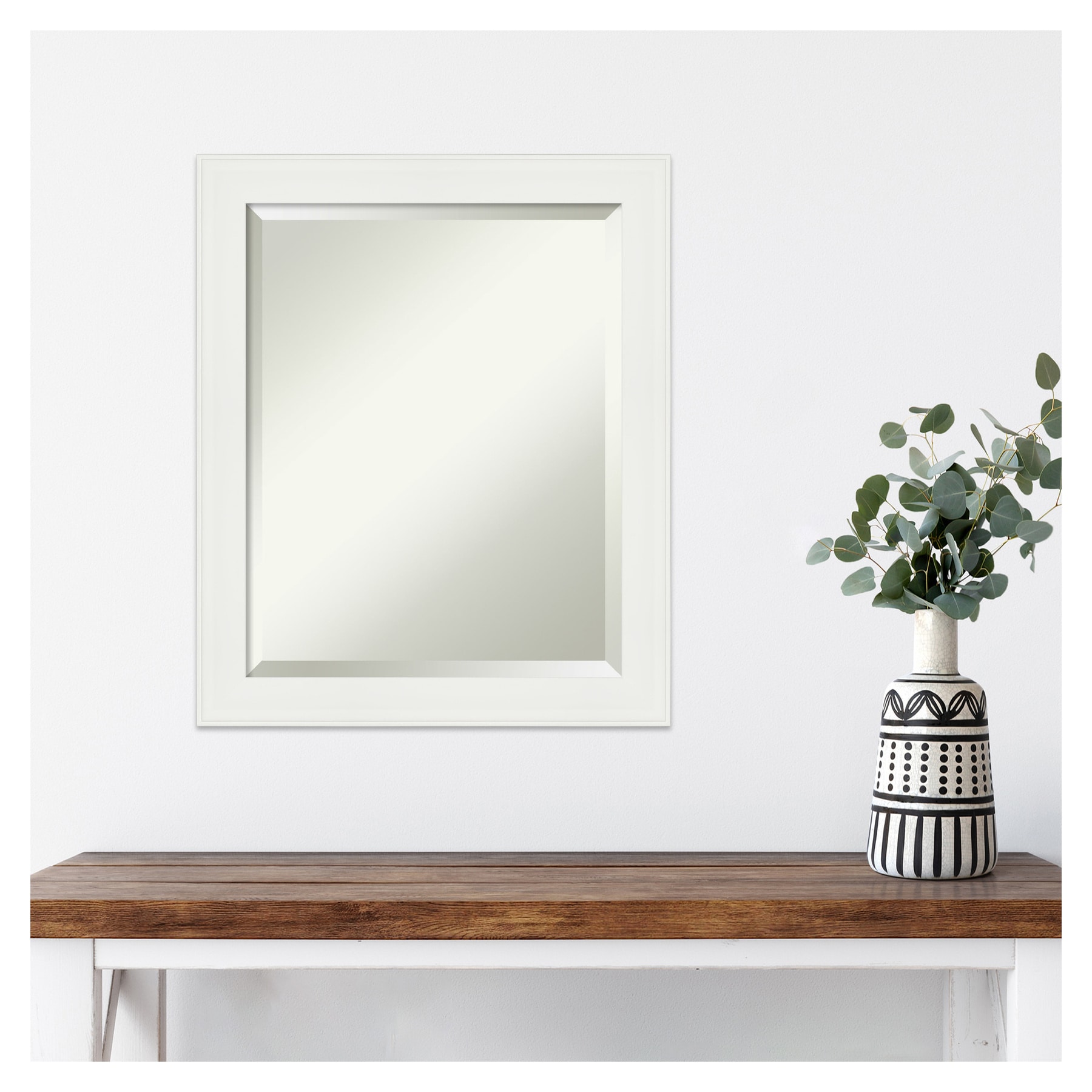 Vanity White Rectangular Framed Wall Mirror 19.38 x 23.38 Inches