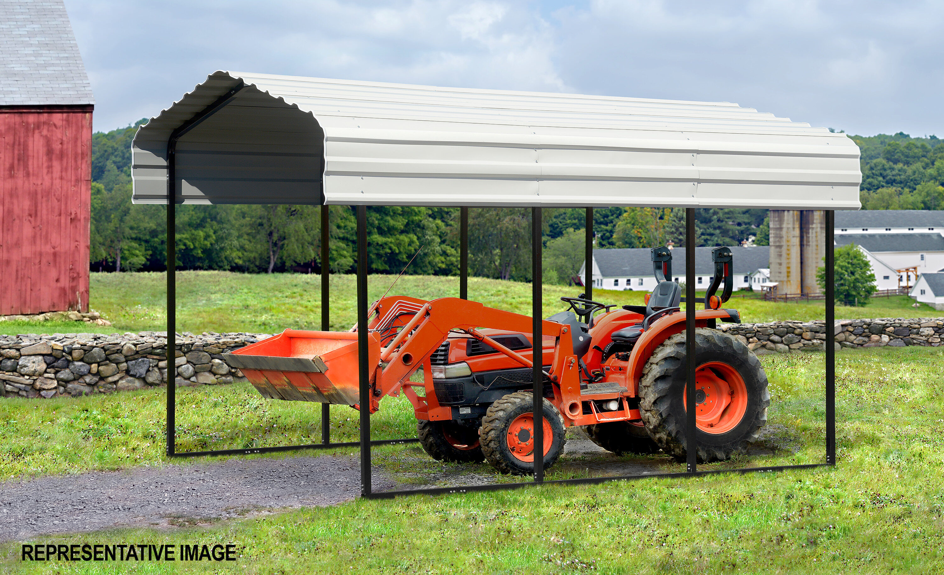 Eggshell 10' x 20' Steel Frame Carport Kit