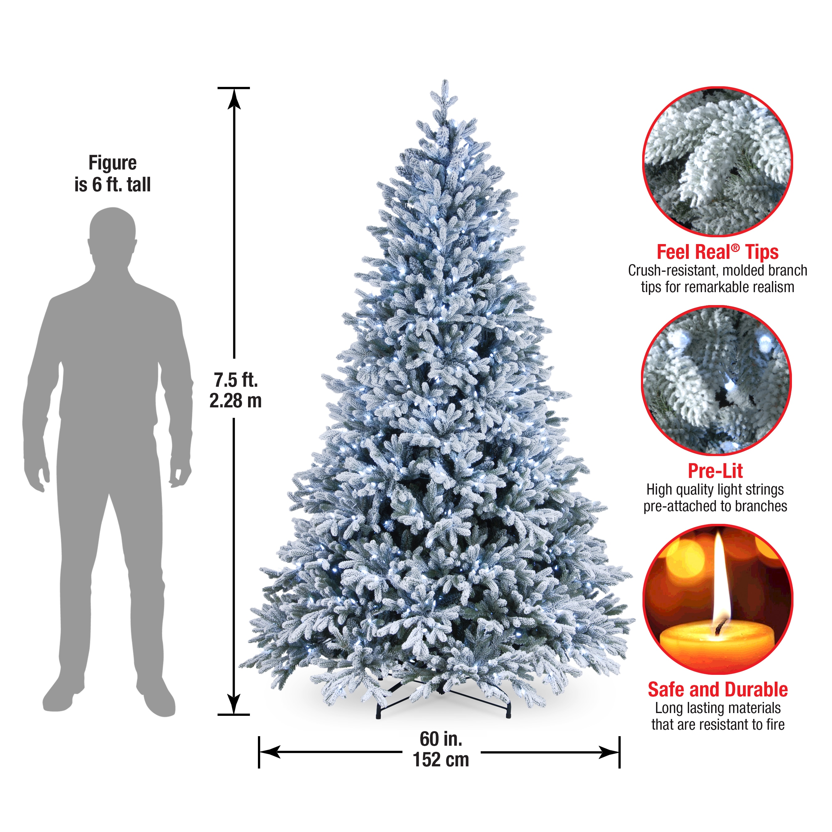 artificial christmas tree with cool white led lights