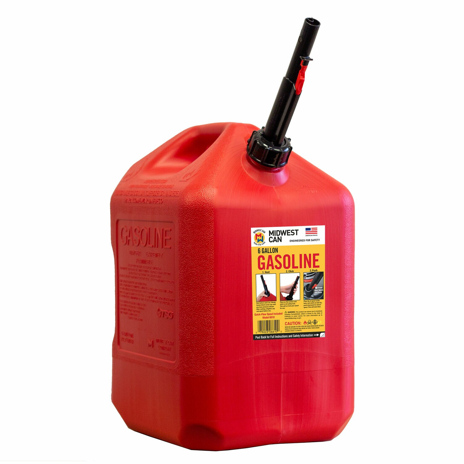 Midwest Can 182572 6-Gallons Plastic Gasoline Can