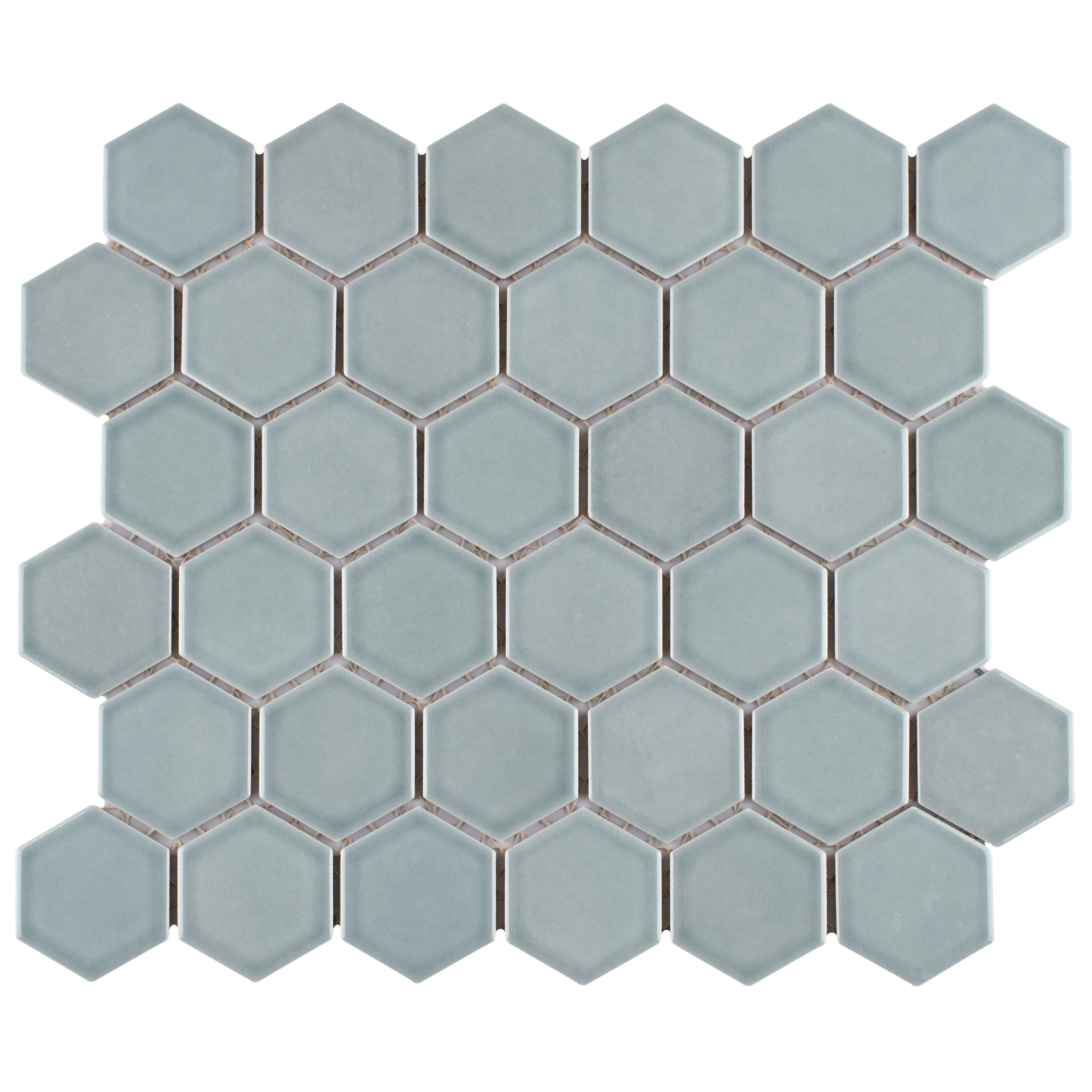 Affinity Tile S1FTC2TRGMST Sample - Tribeca 2" Hex Glossy Mist 6-in x 6-in Glossy Porcelain Floor and Wall Tile