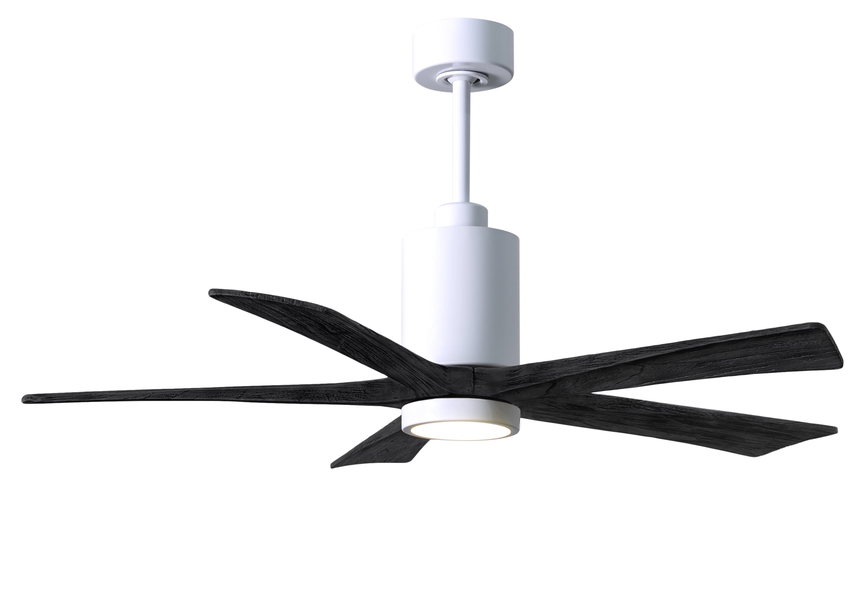Matthews Fan Company PA5-WH-BK-52 Patricia-5 52-in Color-Changing Integrated LED Outdoor Gloss White with Matte Black Blades Ceiling Fan With Light - Remote Included ( 5 -Blade )