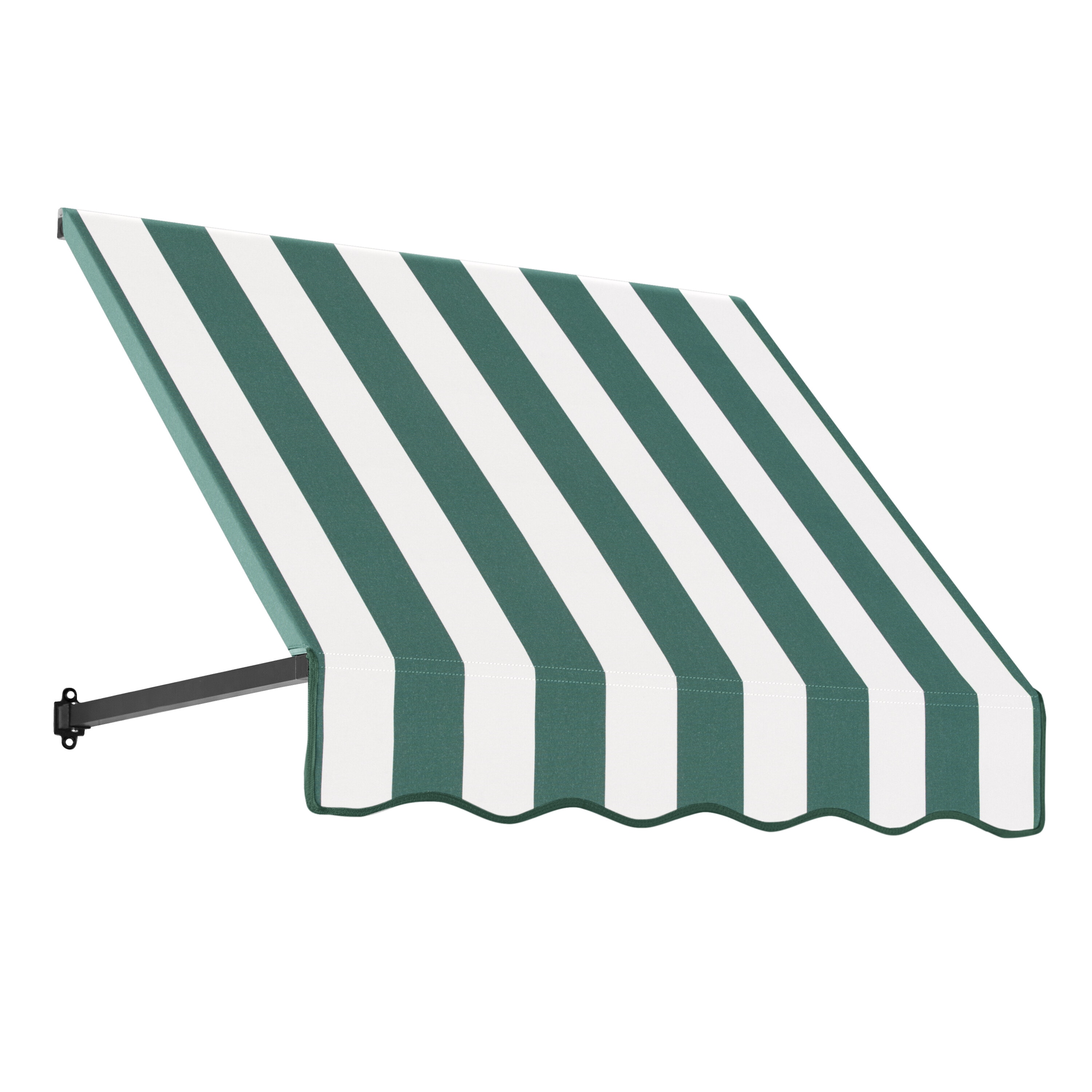 Awntech RR22-L-3FW Dallas Retro 40.5-in Wide x 24-in Projection x 31-in Height Fabric Forest/White Stripe Striped Fixed Window/Door Awning