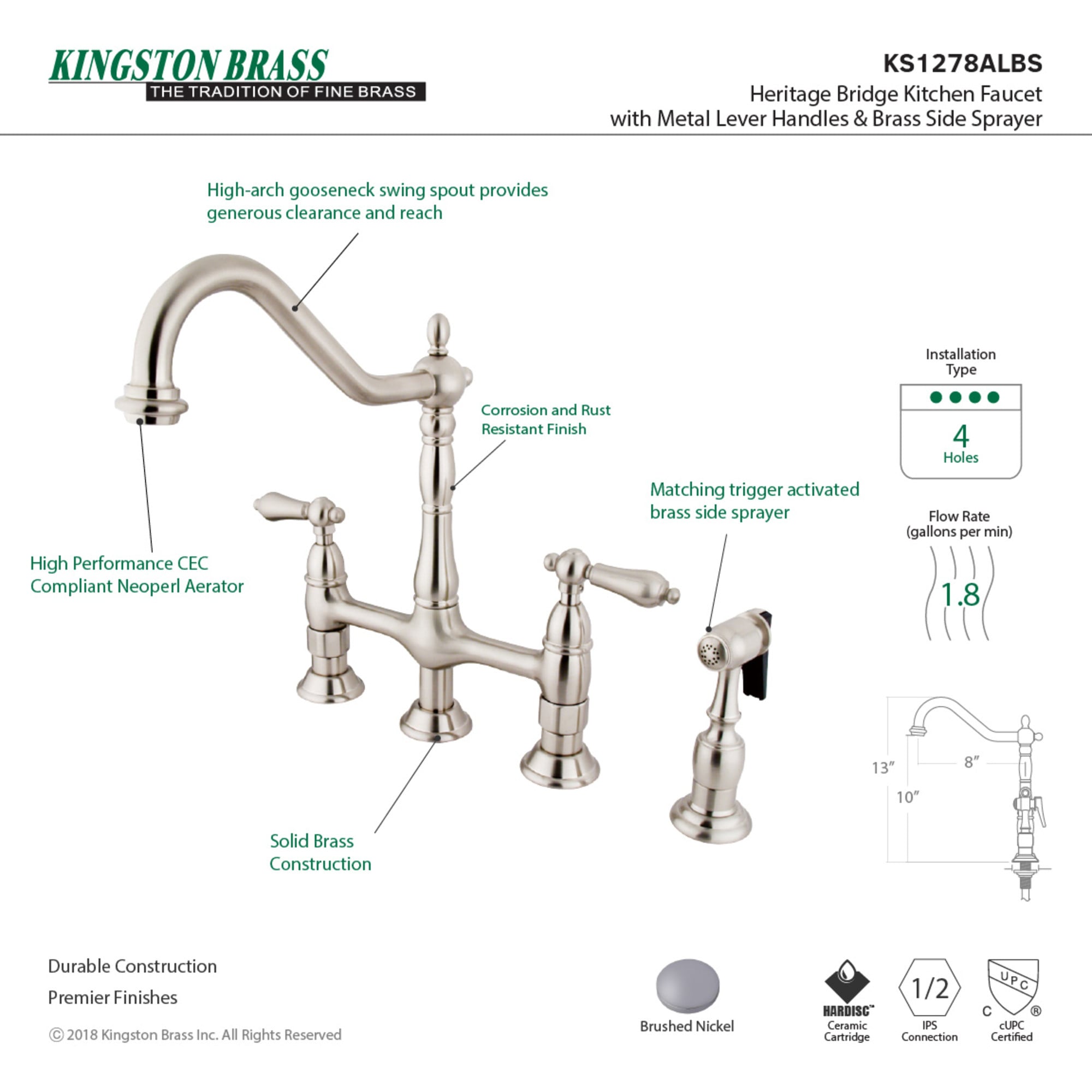 Elements of Design ES1278ALBS Kitchen-Faucets - View #2