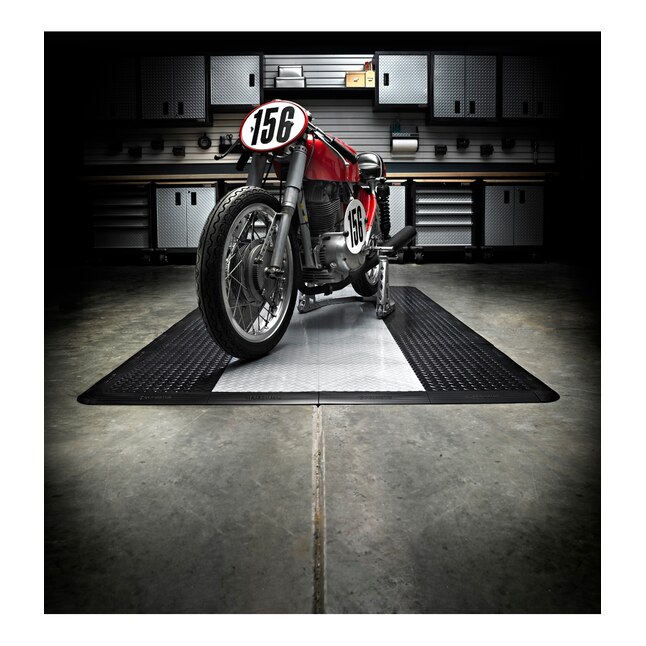 Gladiator 32-Piece 12-in x 12-in Black and Charcoal Tread Plate Garage Floor Tile Gladiator 32-Piece 12-in x 12-in Black and Charcoal Tread Plate Garage Floor Tile