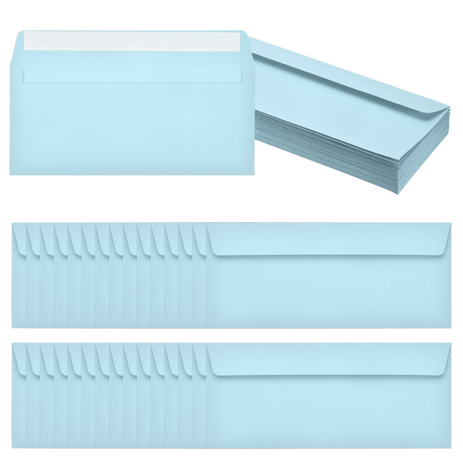 PATIKIL 60pcs Light Blue #10 Business Envelopes Colored Self Seal Letter Size Envelopes for Business Mailing Office Checks Invitation 4-1/8 x 9-1/2 Inches