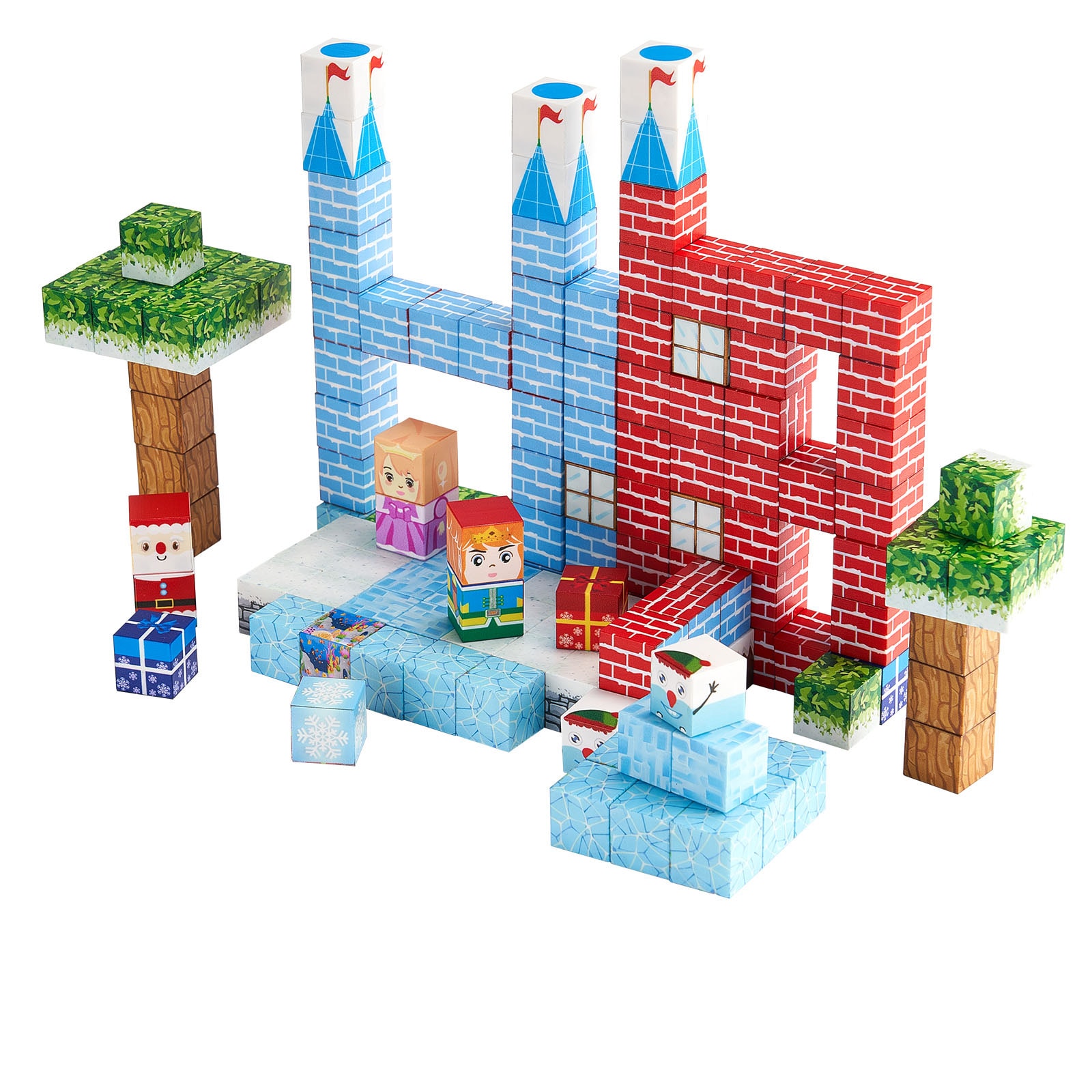 VEVOR - Magnetic Blocks 150 PCS Glacier Castle Set Magnetic Building Cubes for Kids STEM Montesso...