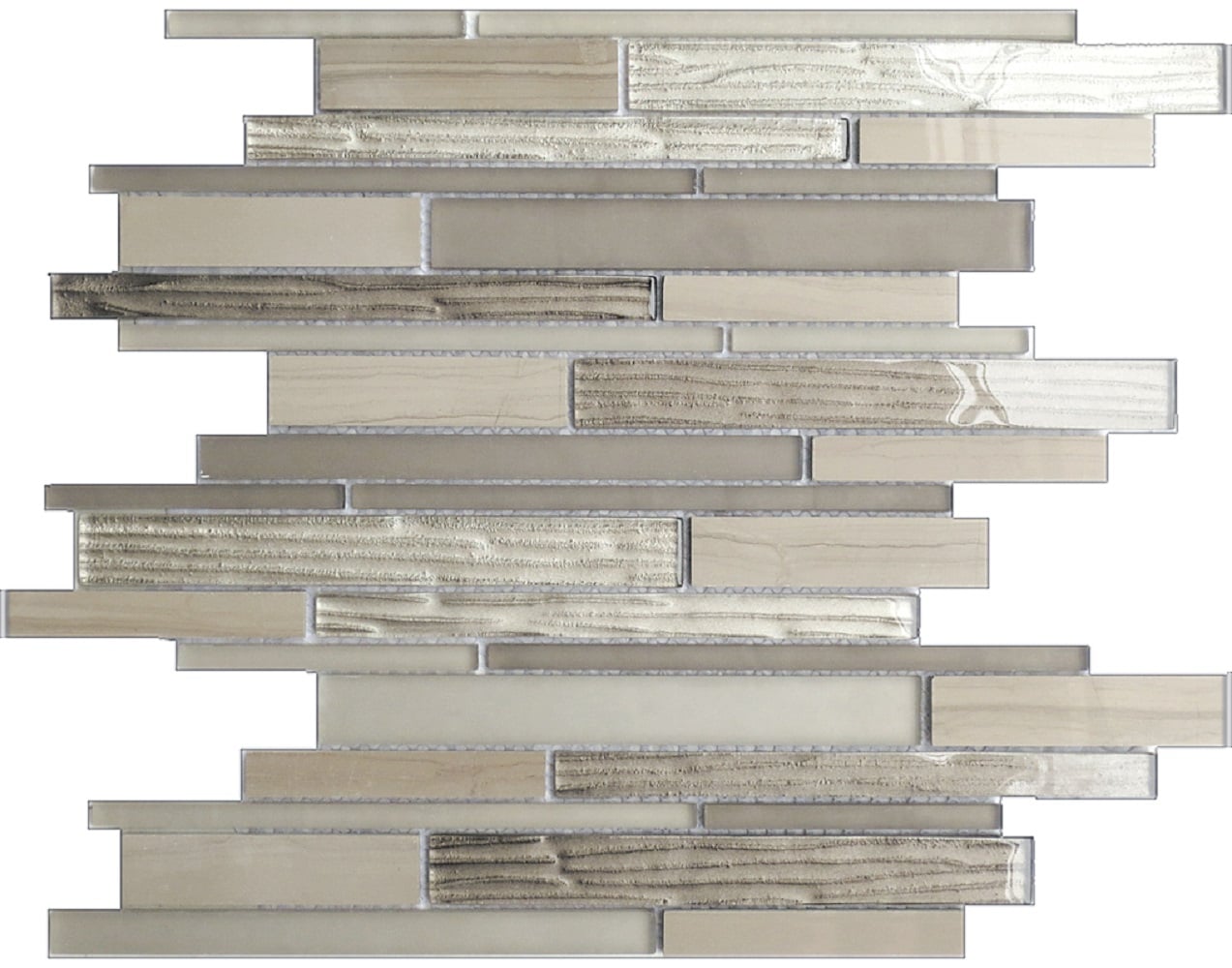 Apollo Tile (Sample) Gray and Beige 4-in x 4-in Honed Marble Linear Mosaic Floor and Wall Tile